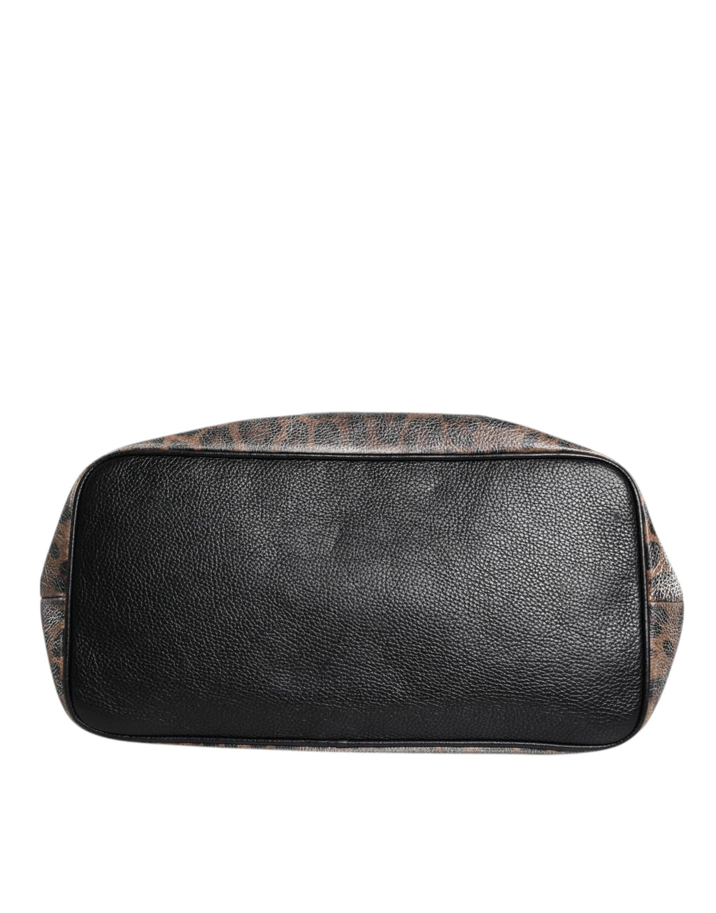 Braune Tragetasche aus Leder mit Logo-Schild „BEATRICE“ mit Leopardenmuster