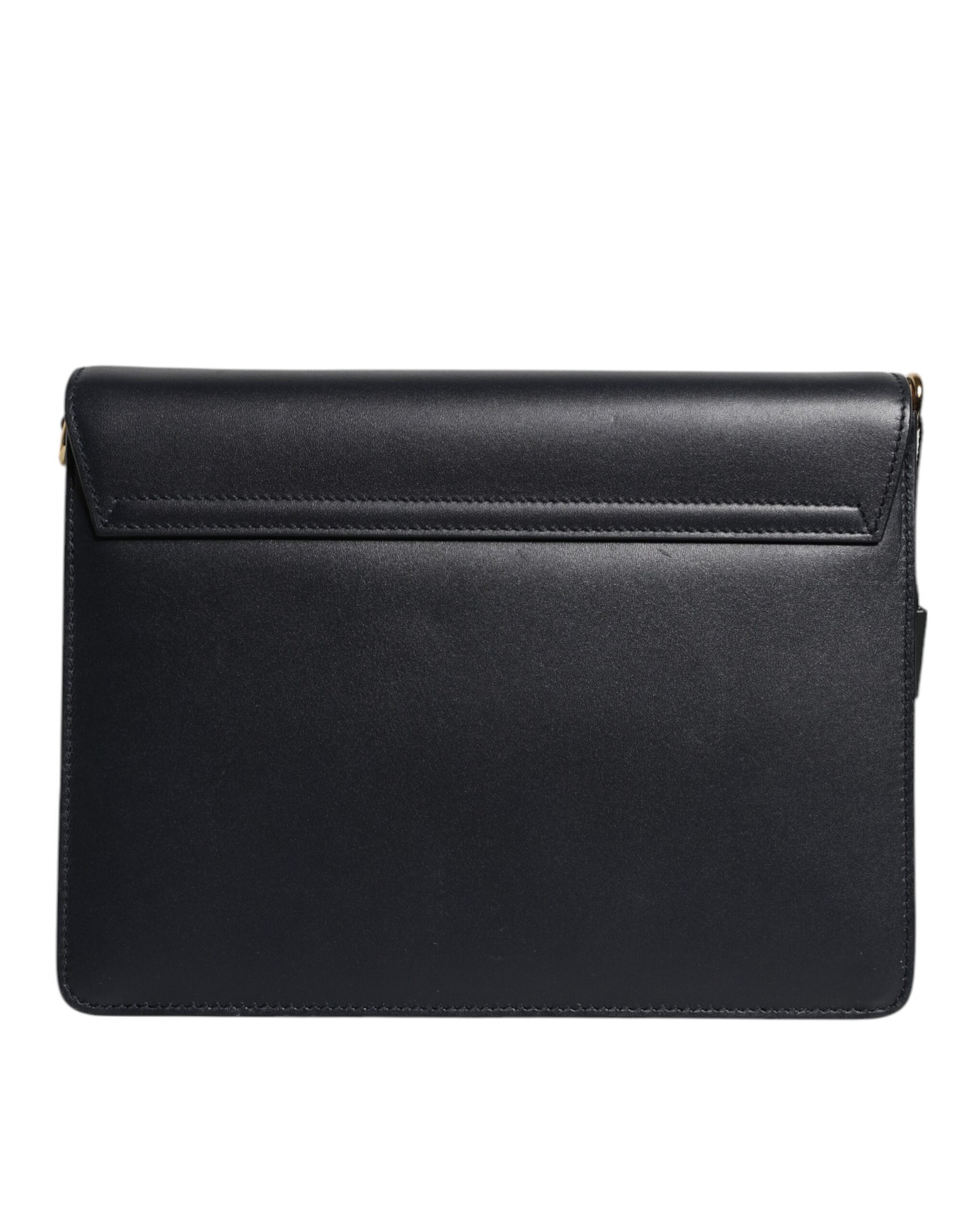 Schwarze Umhängetasche aus Leder mit Logo und Gold