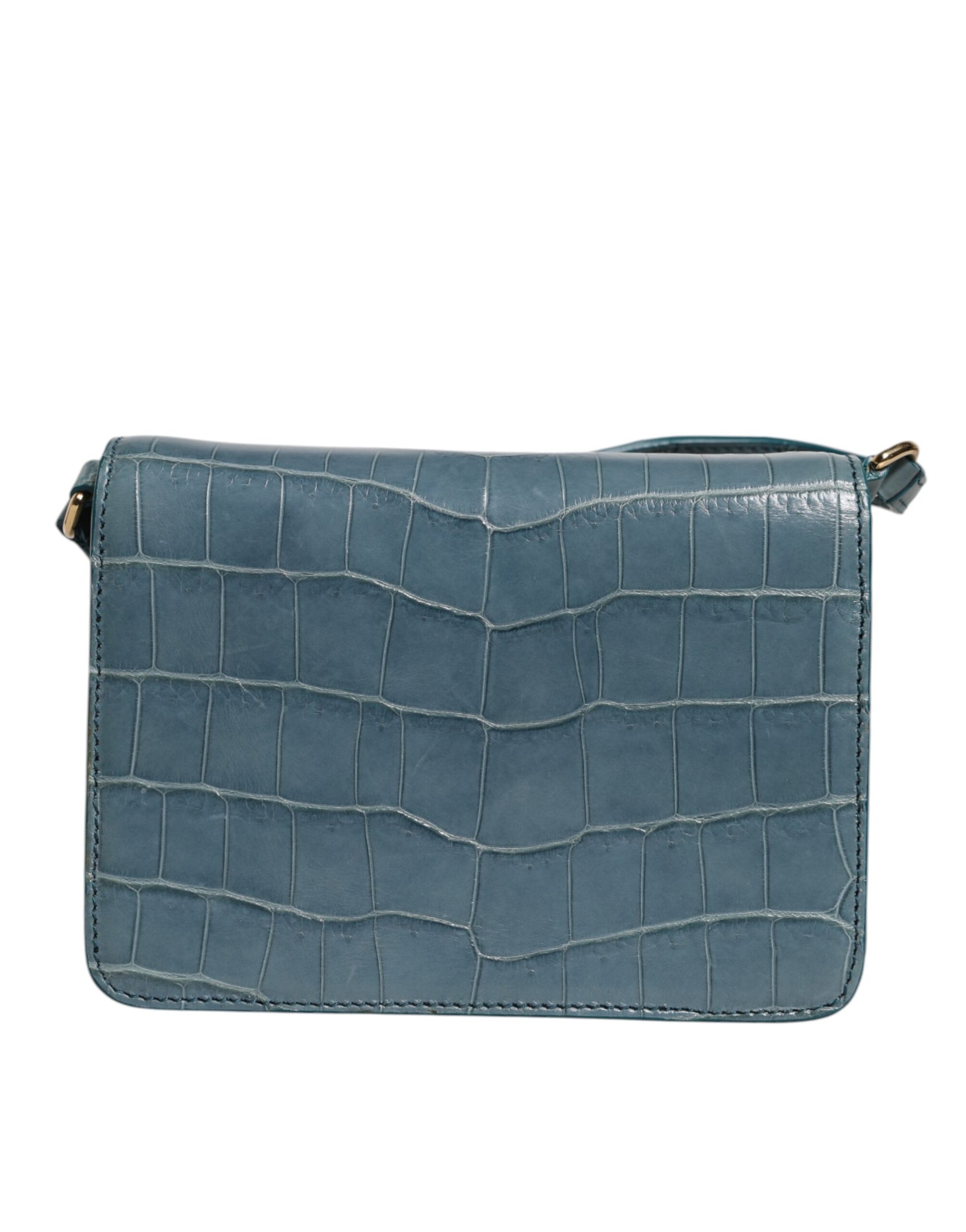 Grüne Mini-Umhängetasche aus exotischem Leder mit DG-Plakette