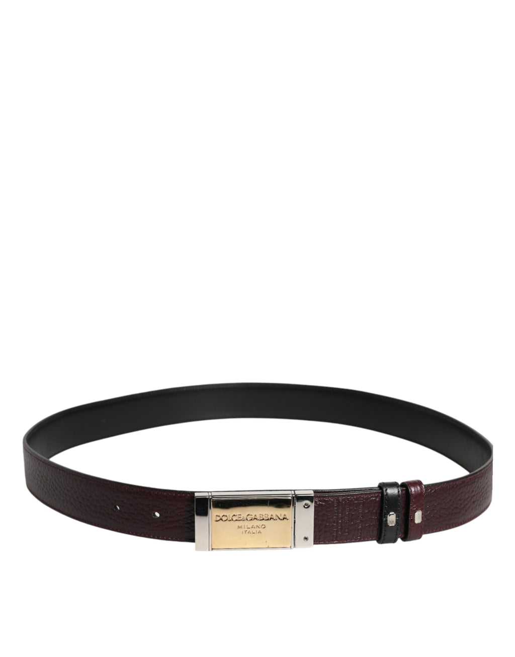 Dolce & Gabbana Black Brown Leather Metal Buckle Reversible Belt