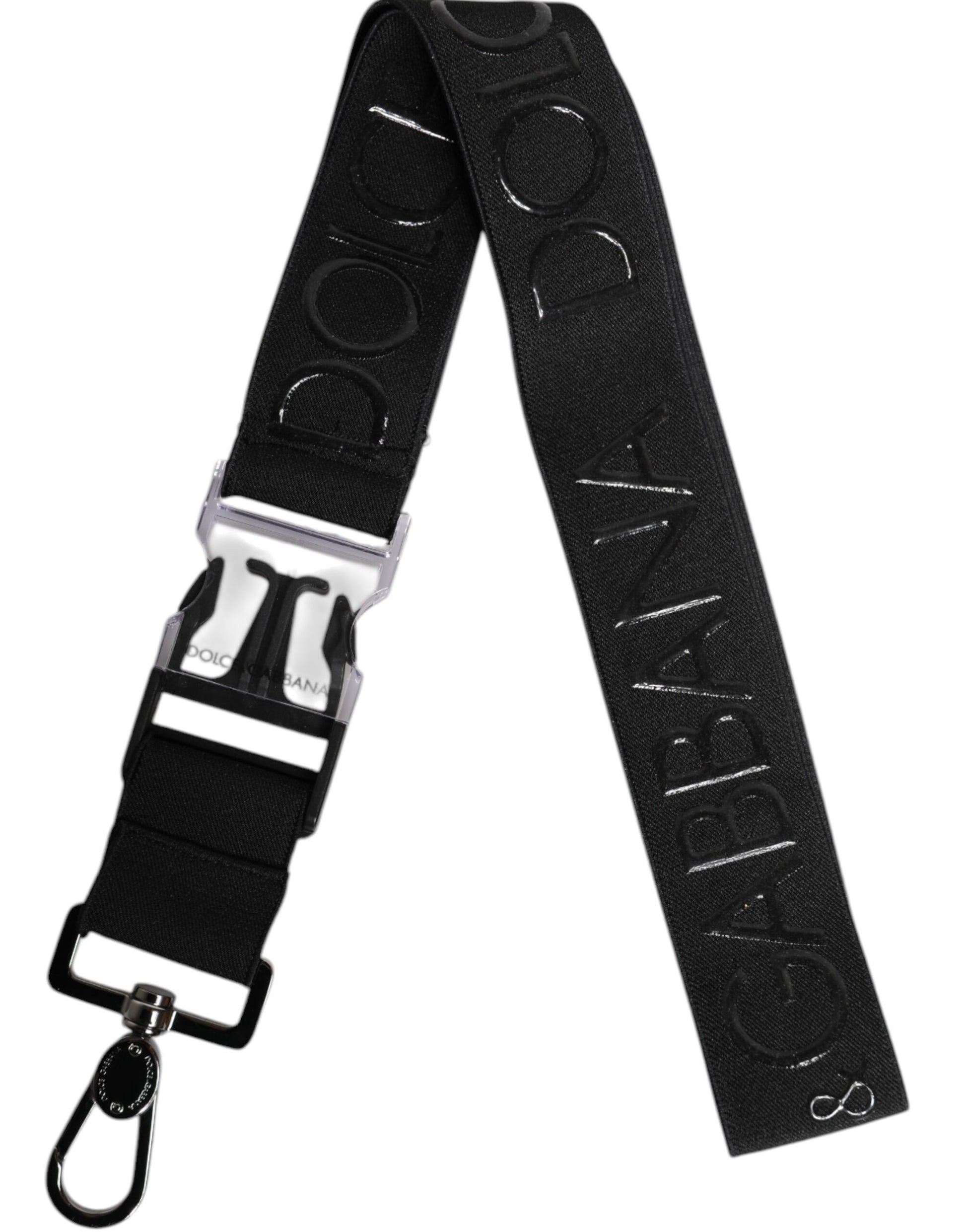 Schwarzer Schlüsselanhänger aus gummiertem Stretch-Polyester mit DG-Logo