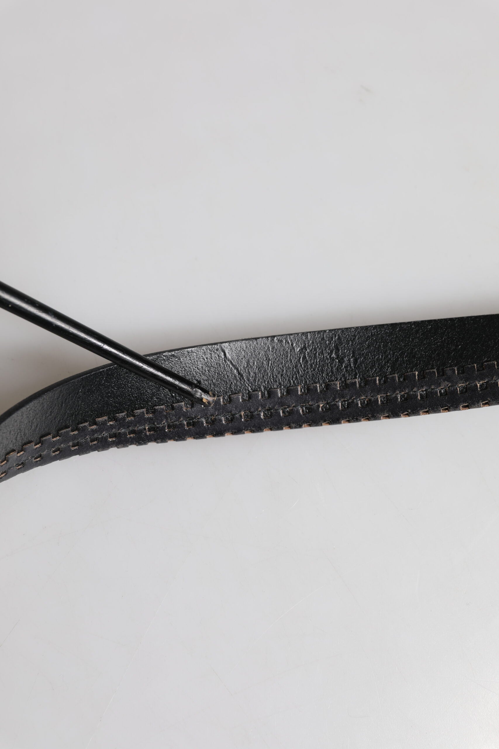 Dolce & Gabbana Black Leather Silver Tone Metal Buckle Belt