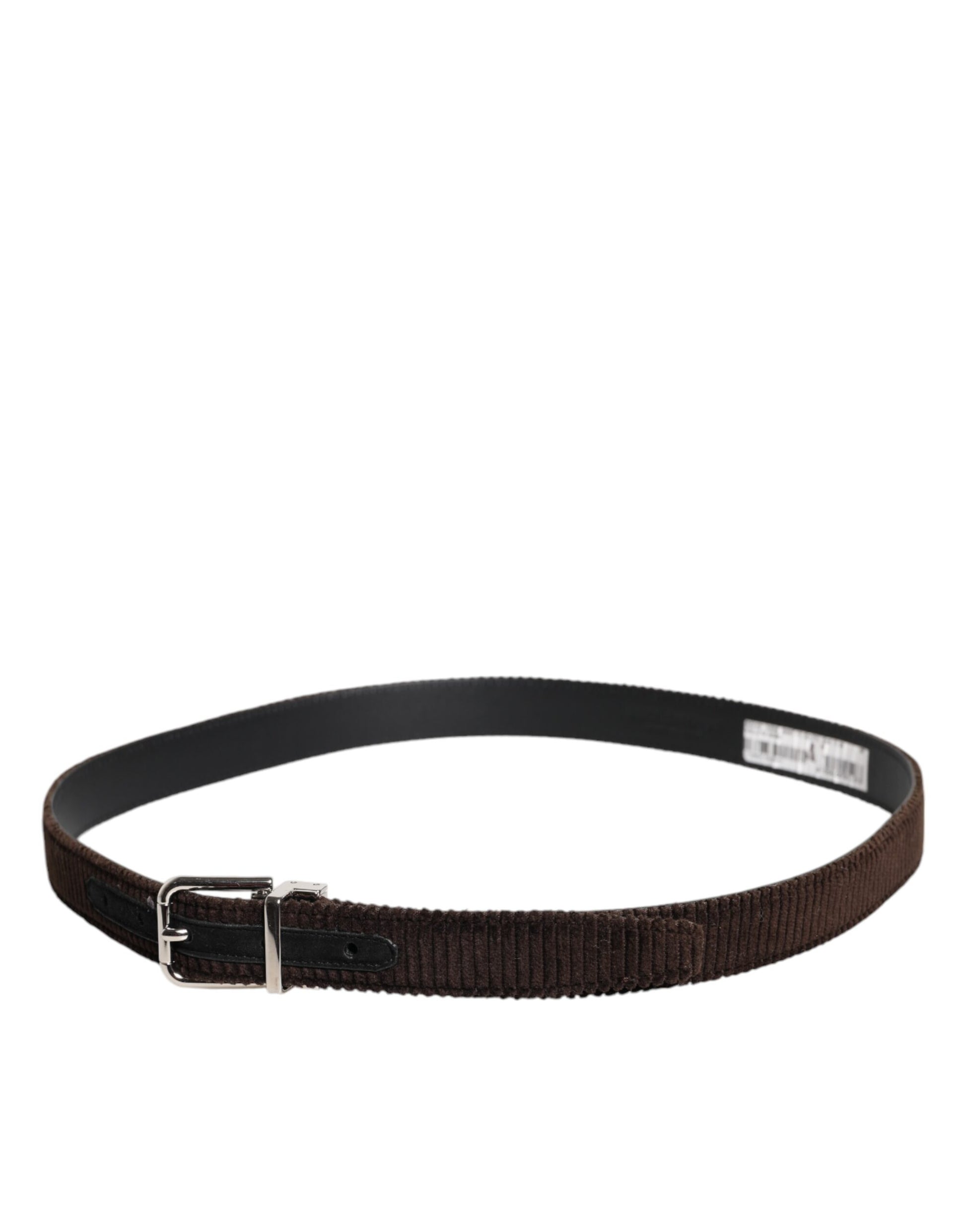 Dolce & Gabbana Brown Velvet Metal Buckle Classic Belt