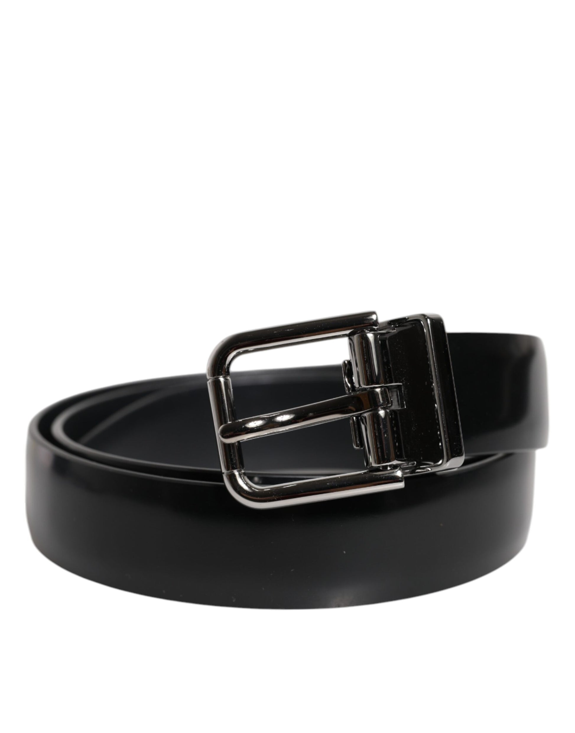 Dolce & Gabbana Black Solid Leather Classic Waist Buckle Belt