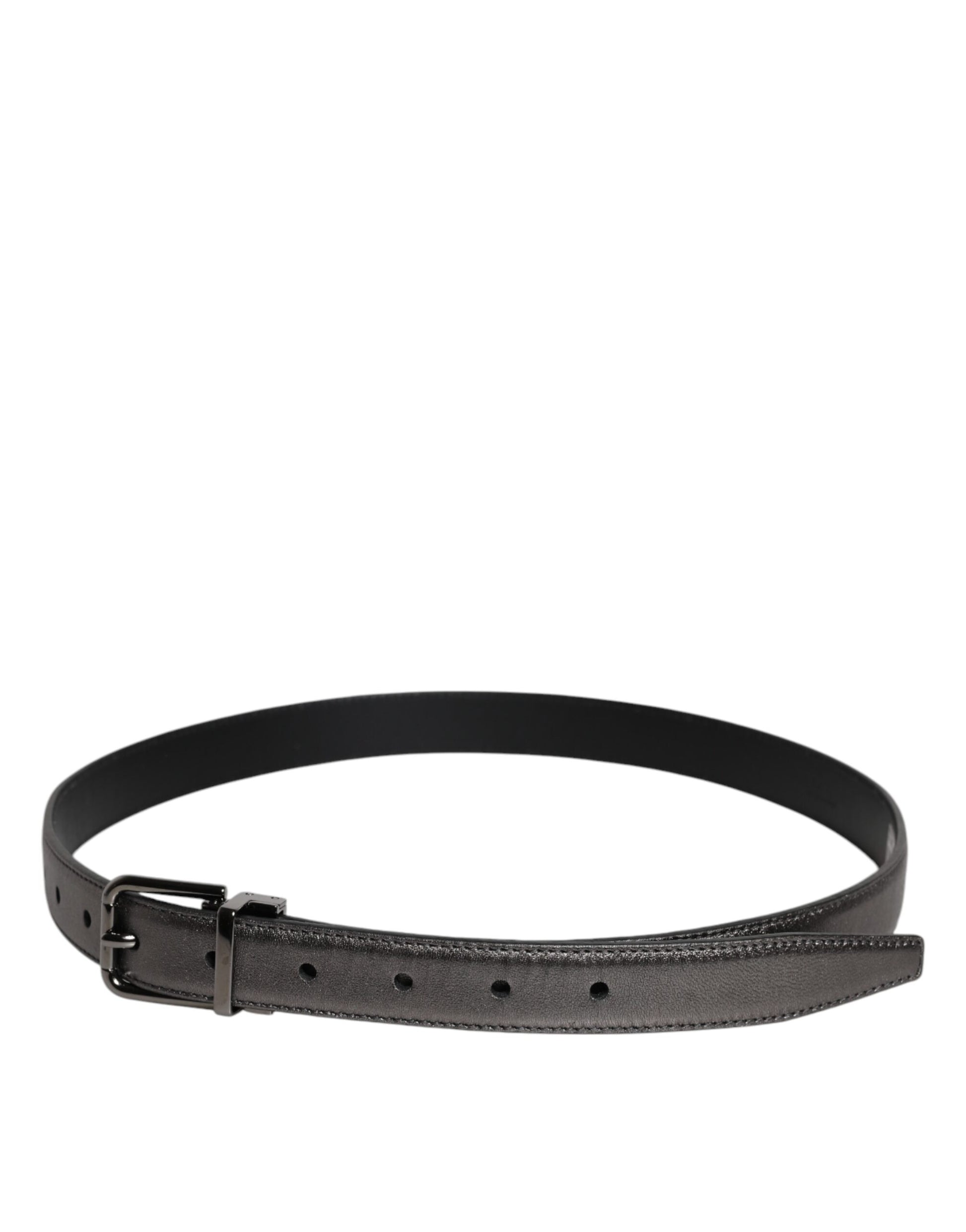 Dolce & Gabbana Black Leather Classic Metal Logo Buckle Belt