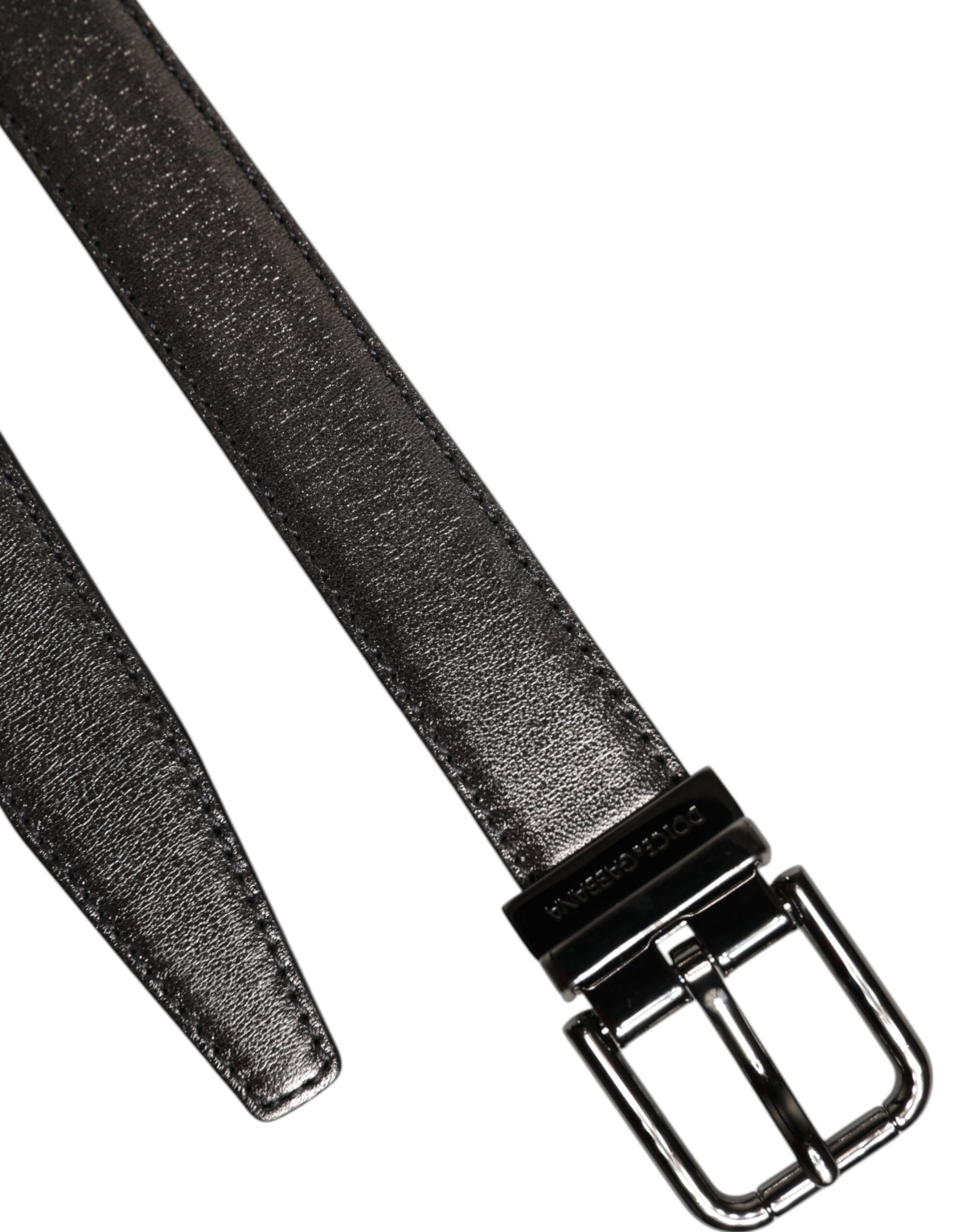 Dolce & Gabbana Black Leather Classic Metal Logo Buckle Belt