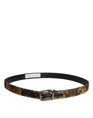 Dolce & Gabbana Multicolor Jacquard Leather Logo Buckle Belt
