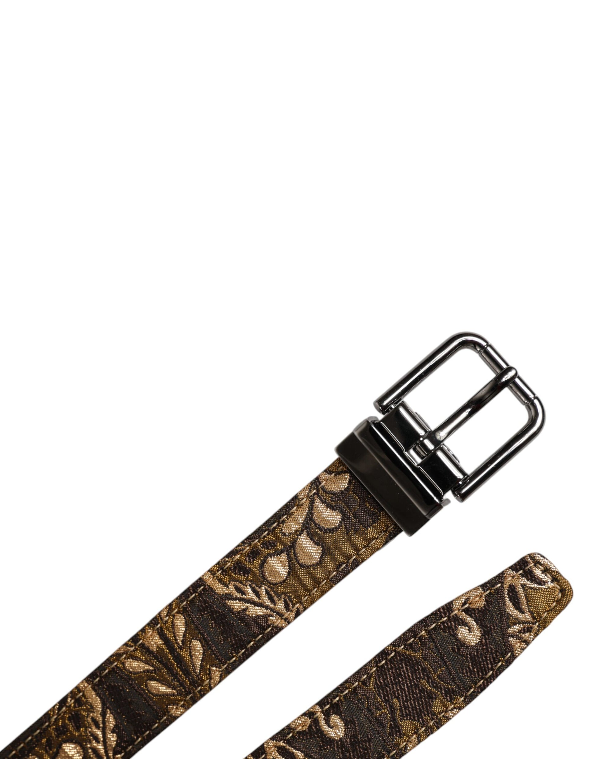 Dolce & Gabbana Multicolor Jacquard Leather Logo Buckle Belt