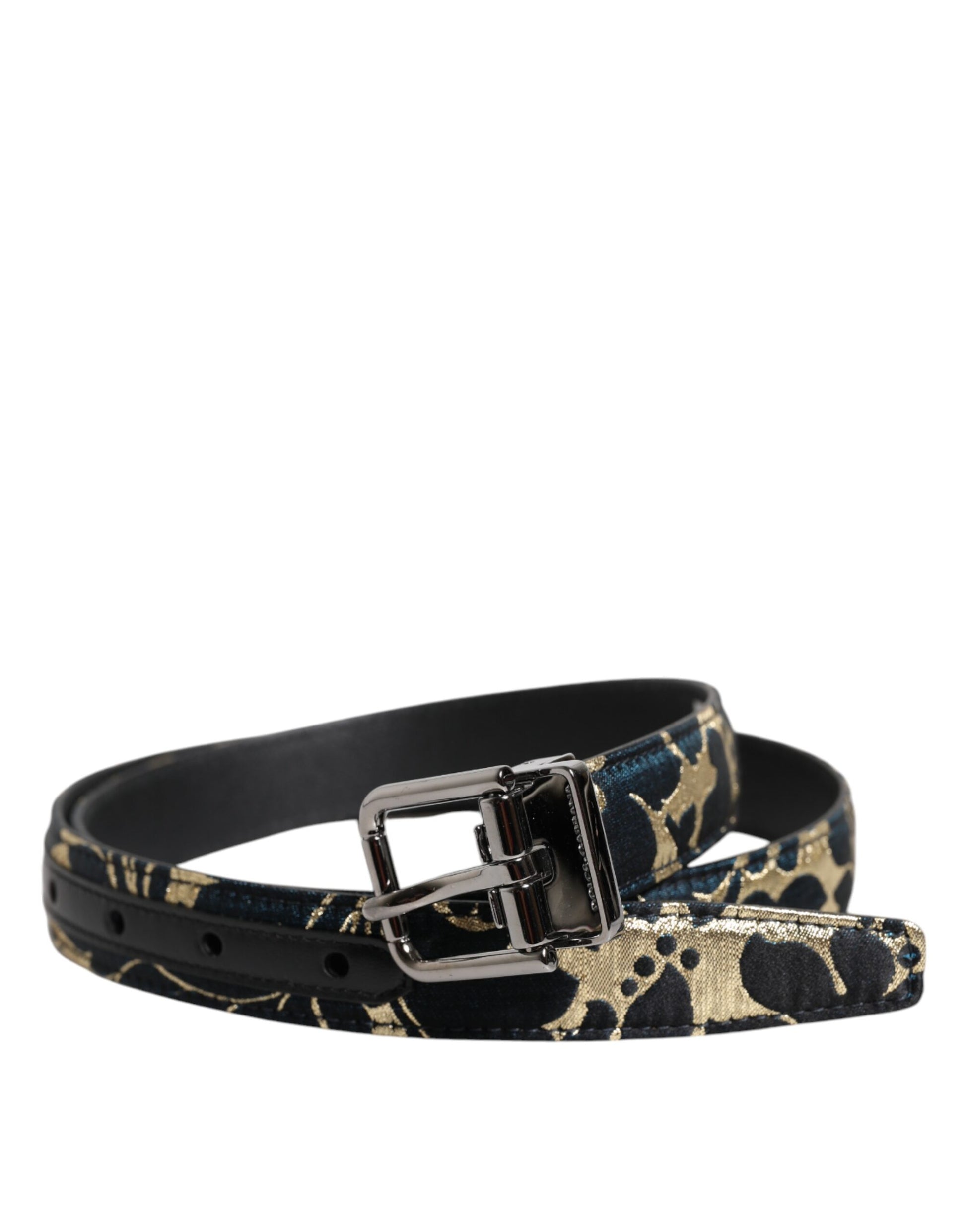 Dolce & Gabbana Multicolor Jacquard Leather Logo Buckle Belt