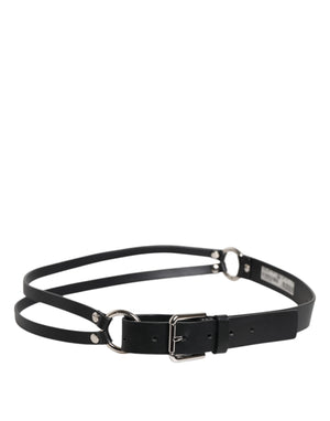 Dolce & Gabbana Black Leather Classic Metal Logo Buckle Belt