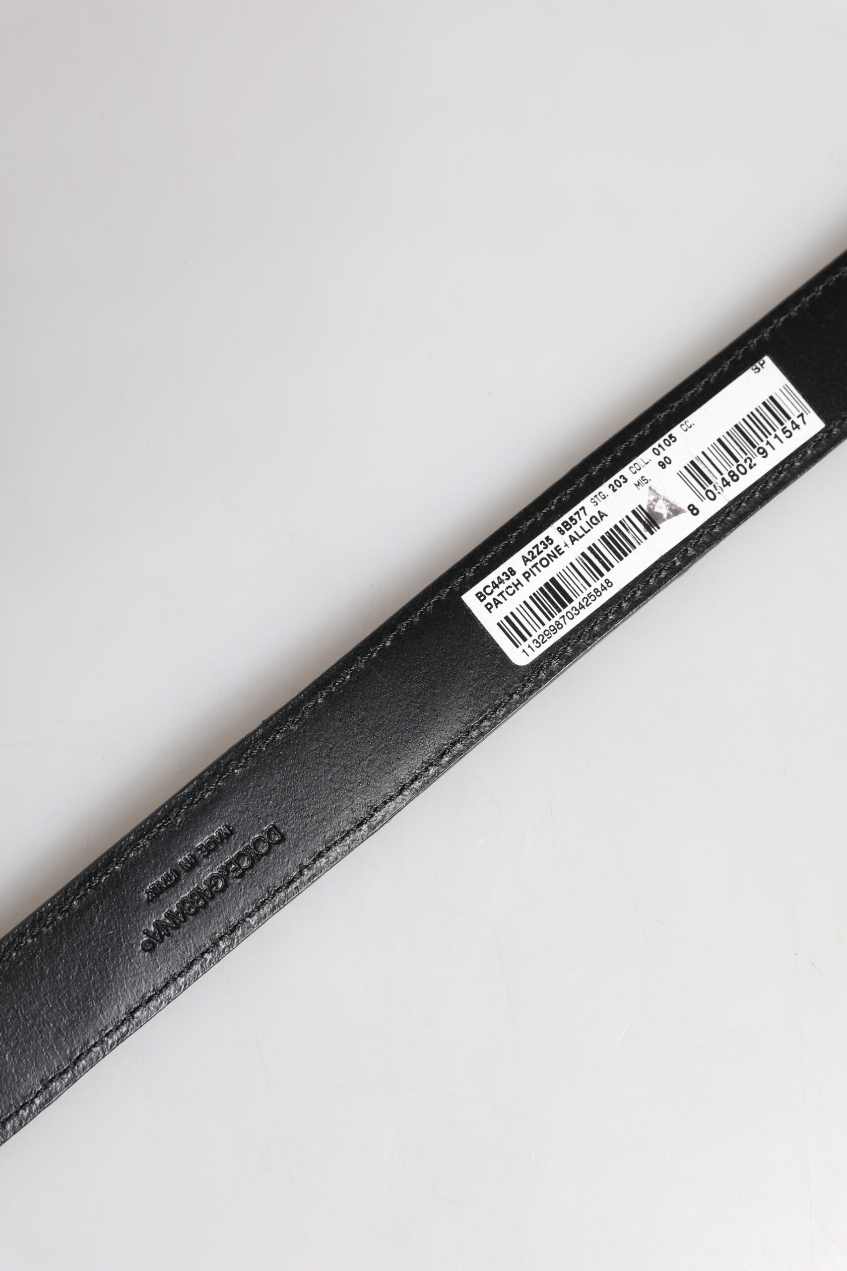 Dolce & Gabbana Black Exotic Leather Metal Logo Buckle Belt