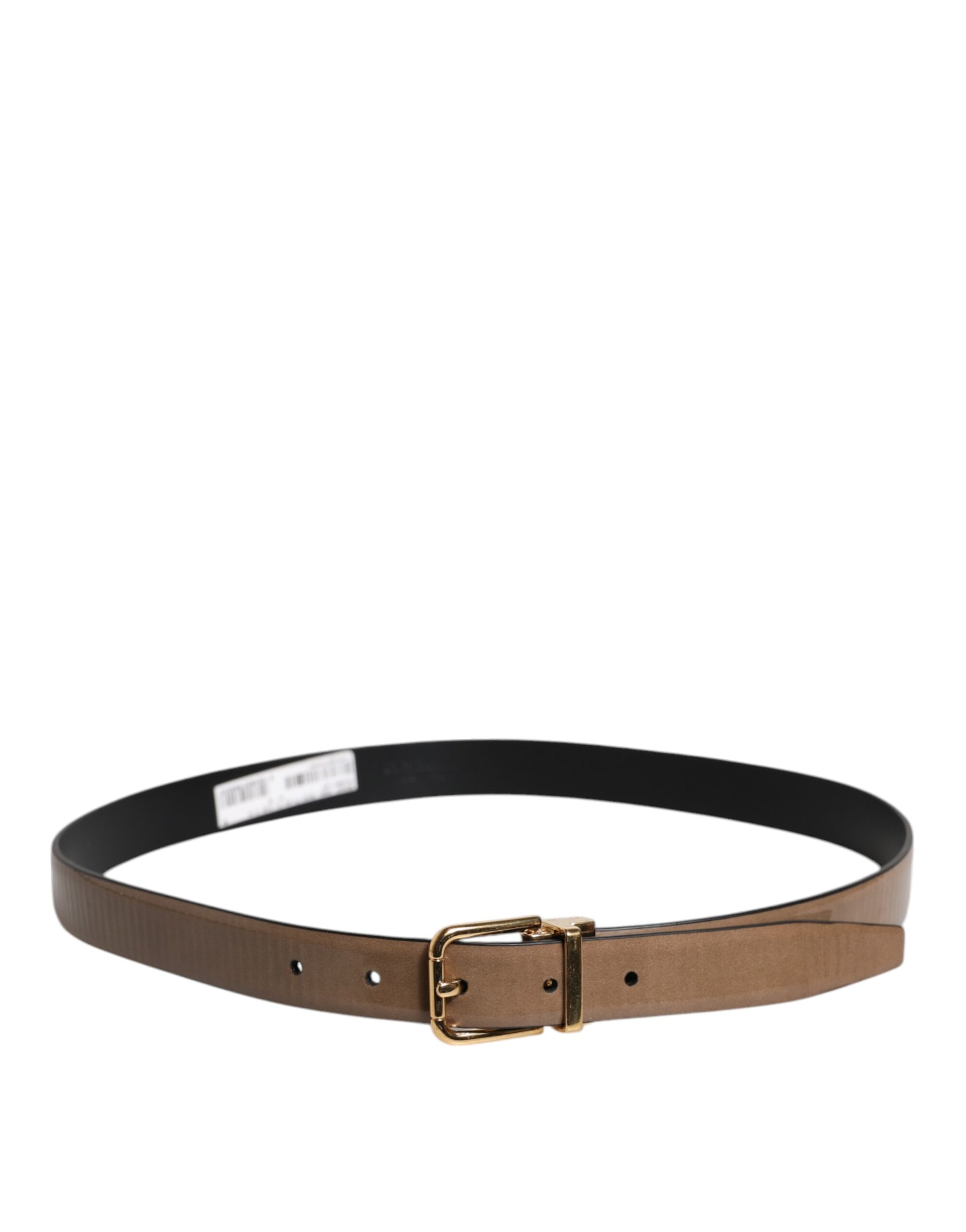 Dolce & Gabbana Brown Leather Classic Metal Logo Buckle Belt