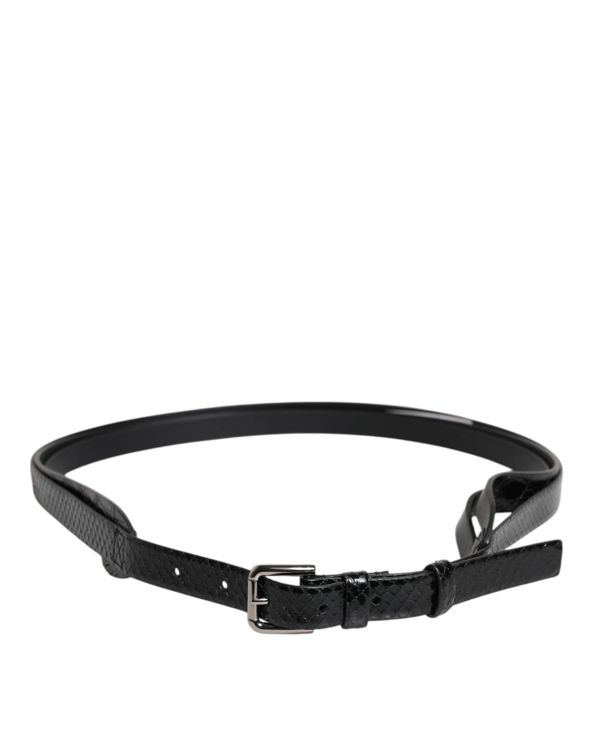 Dolce & Gabbana Black Leather Classic Metal Logo Buckle Belt