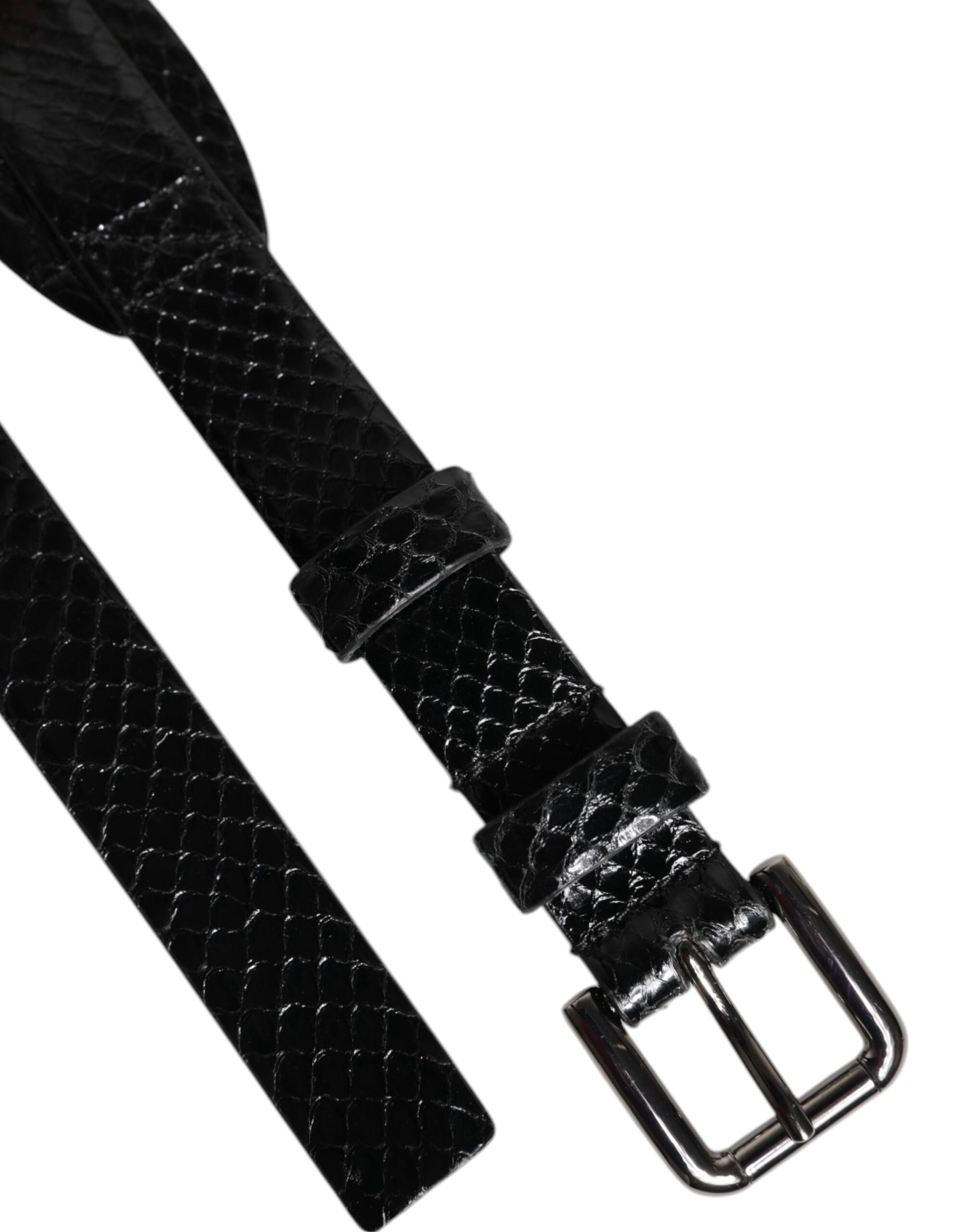 Dolce & Gabbana Black Leather Classic Metal Logo Buckle Belt