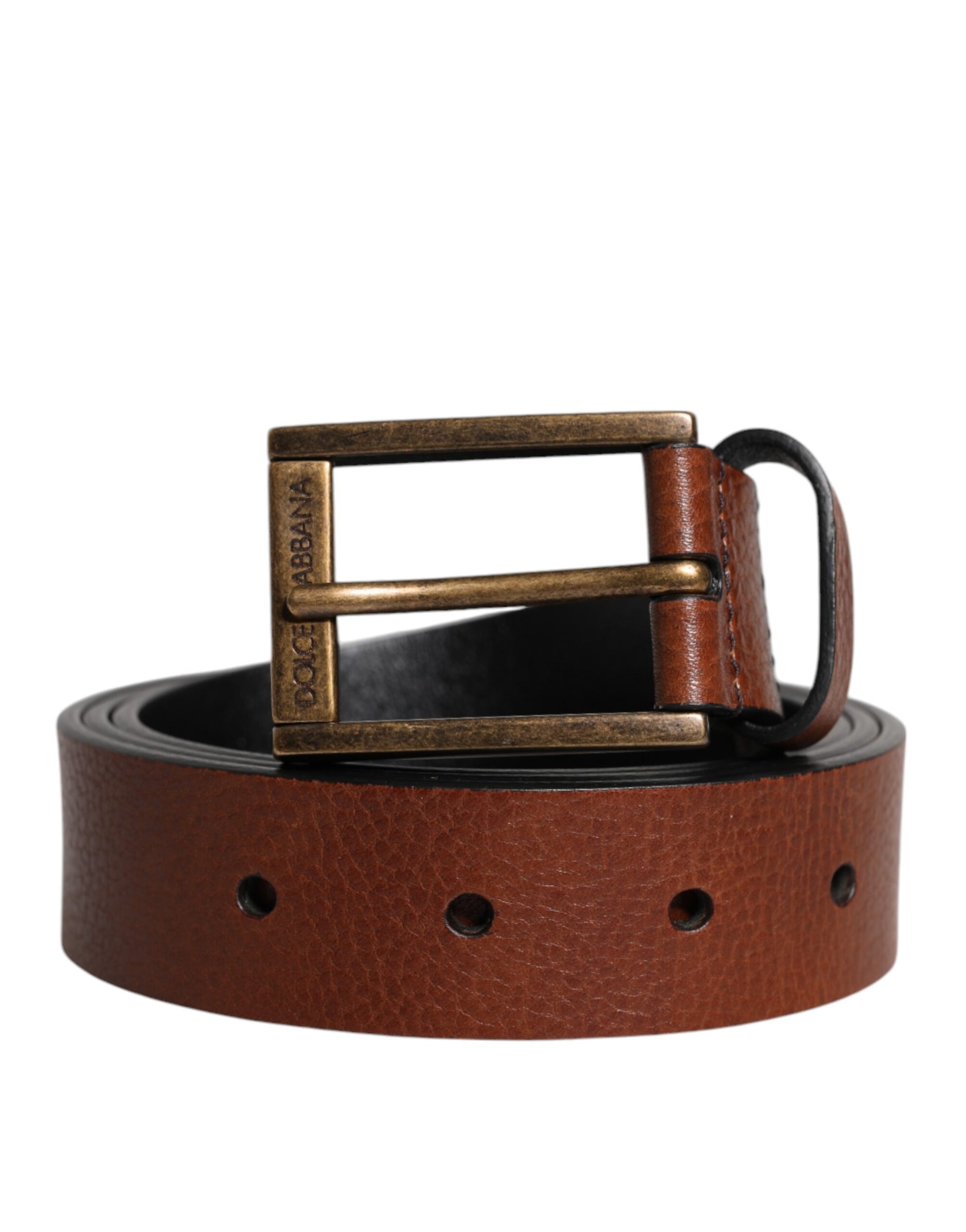 Brauner Gürtel aus Kalbsleder mit klassischer Metallschnalle