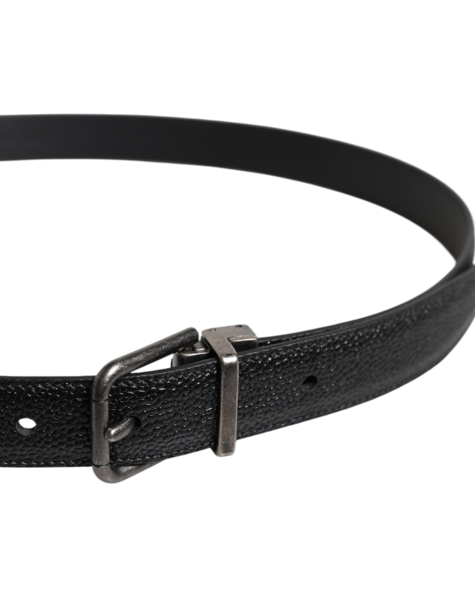 Dolce & Gabbana Black Calf Leather Classic Metal Buckle Belt
