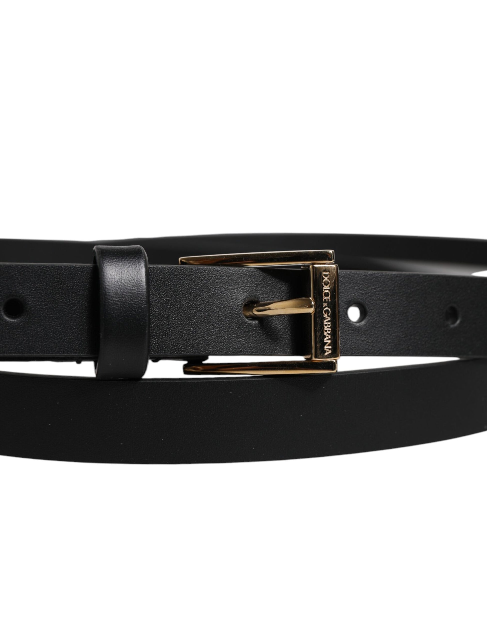 Dolce & Gabbana Black Calfskin Classic Metal Logo Buckle Belt