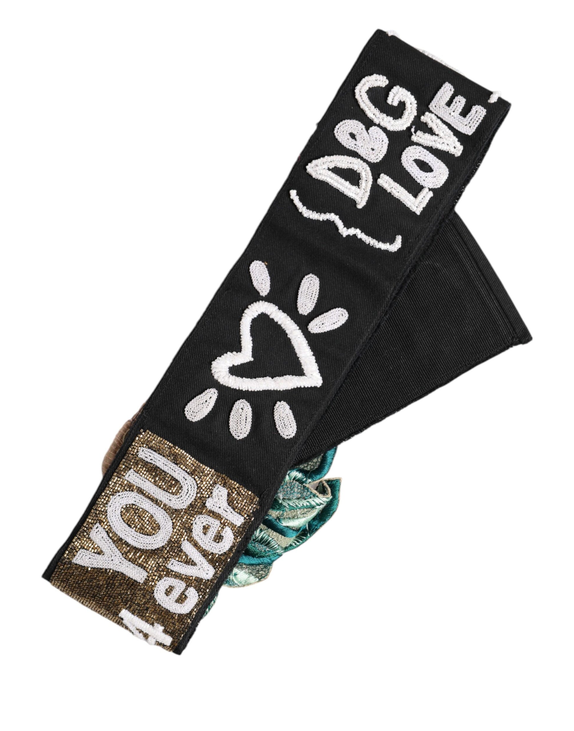 Dolce & Gabbana Black Stretch Multicolor Embellished Waist Belt