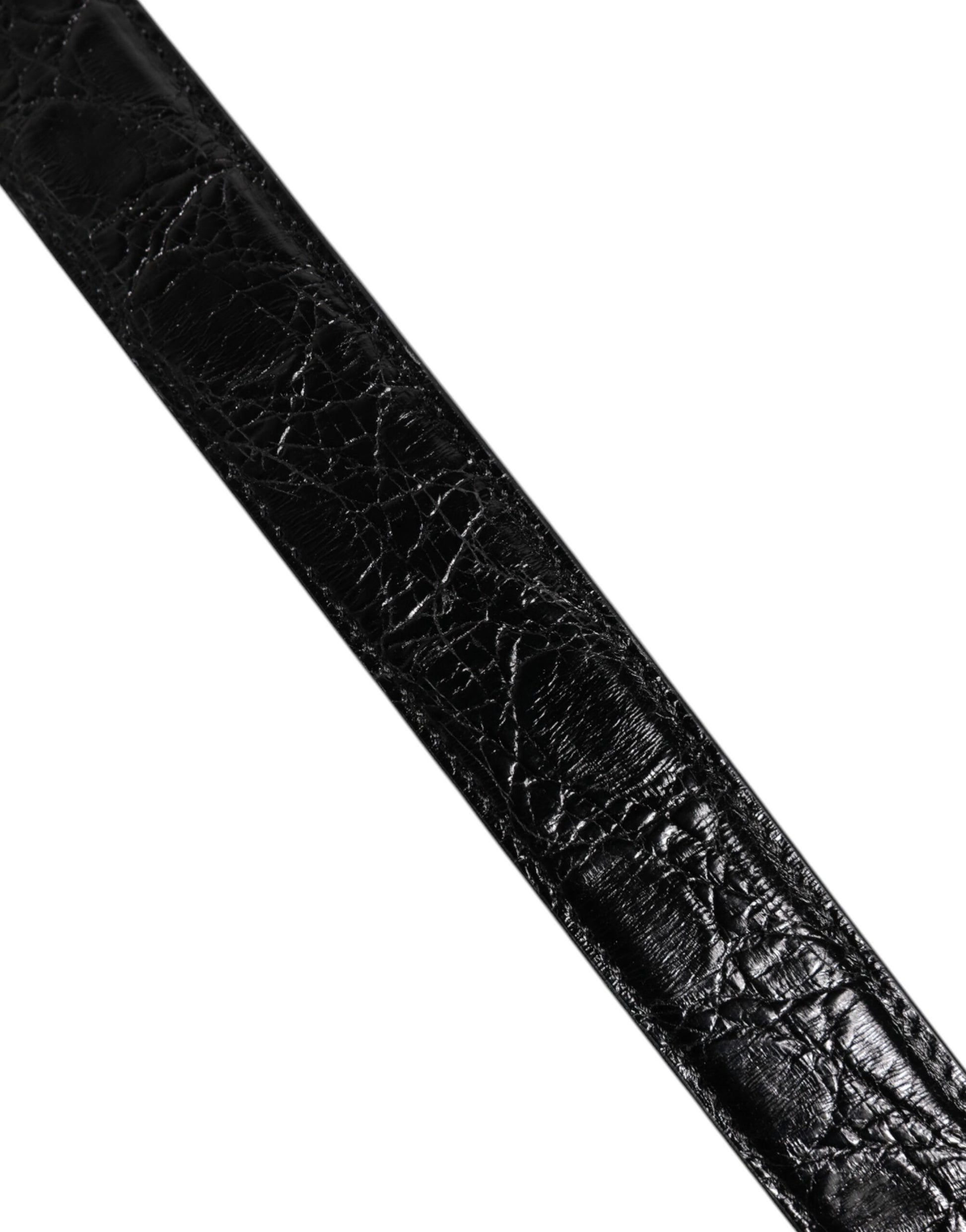 Schultergurt für Taschen aus schwarzem Alligatorleder