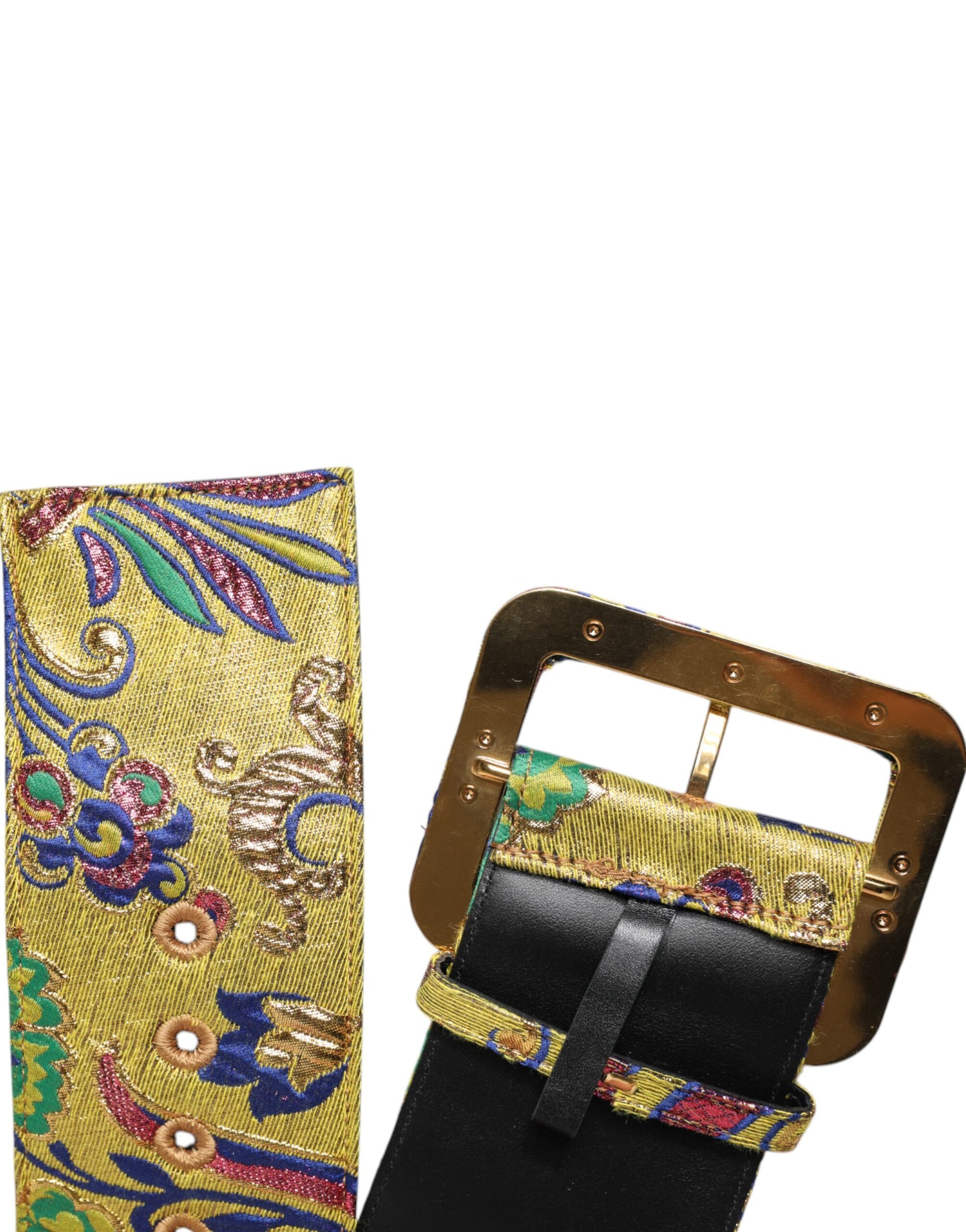 Breiter Taillengürtel aus mehrfarbigem Jacquard mit Blumenmuster