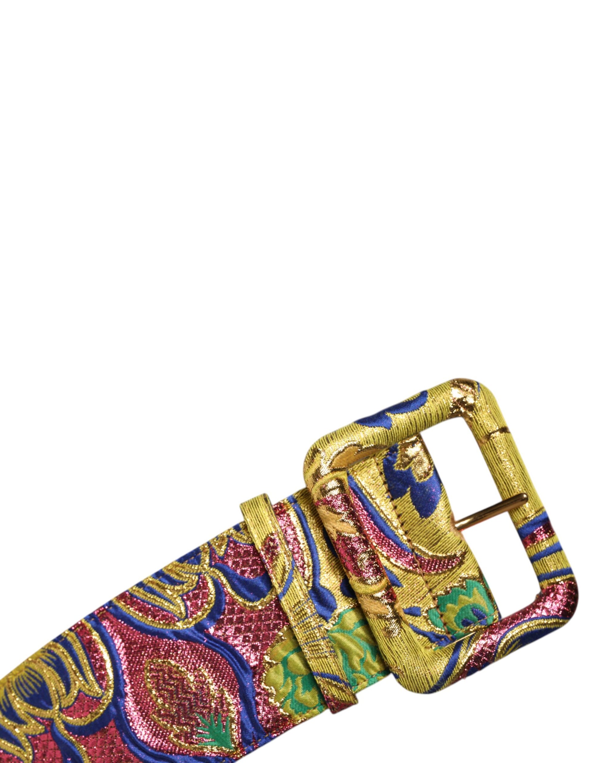 Breiter Taillengürtel aus mehrfarbigem Jacquard mit Blumenmuster