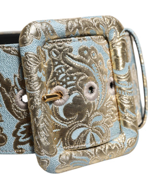 Breiter Taillengürtel aus mehrfarbigem Jacquard mit Blumenmuster
