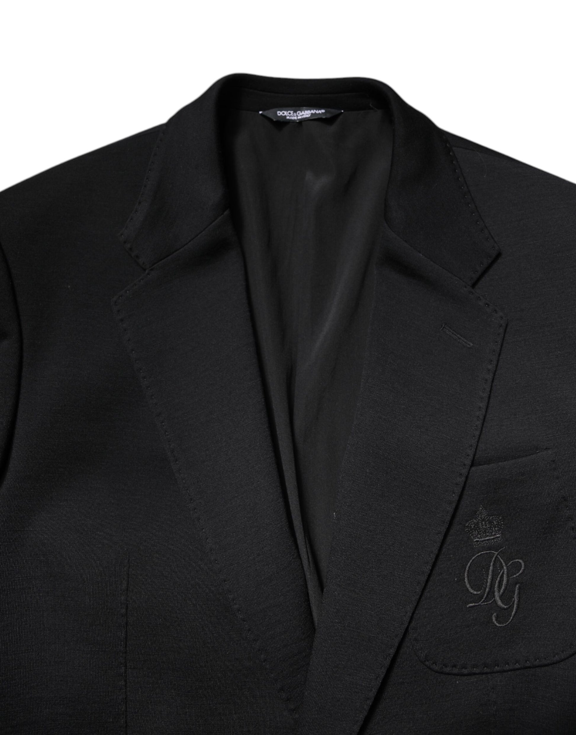 Schwarzer Slim Fit Wollmantel Blazer Jacke Anzug