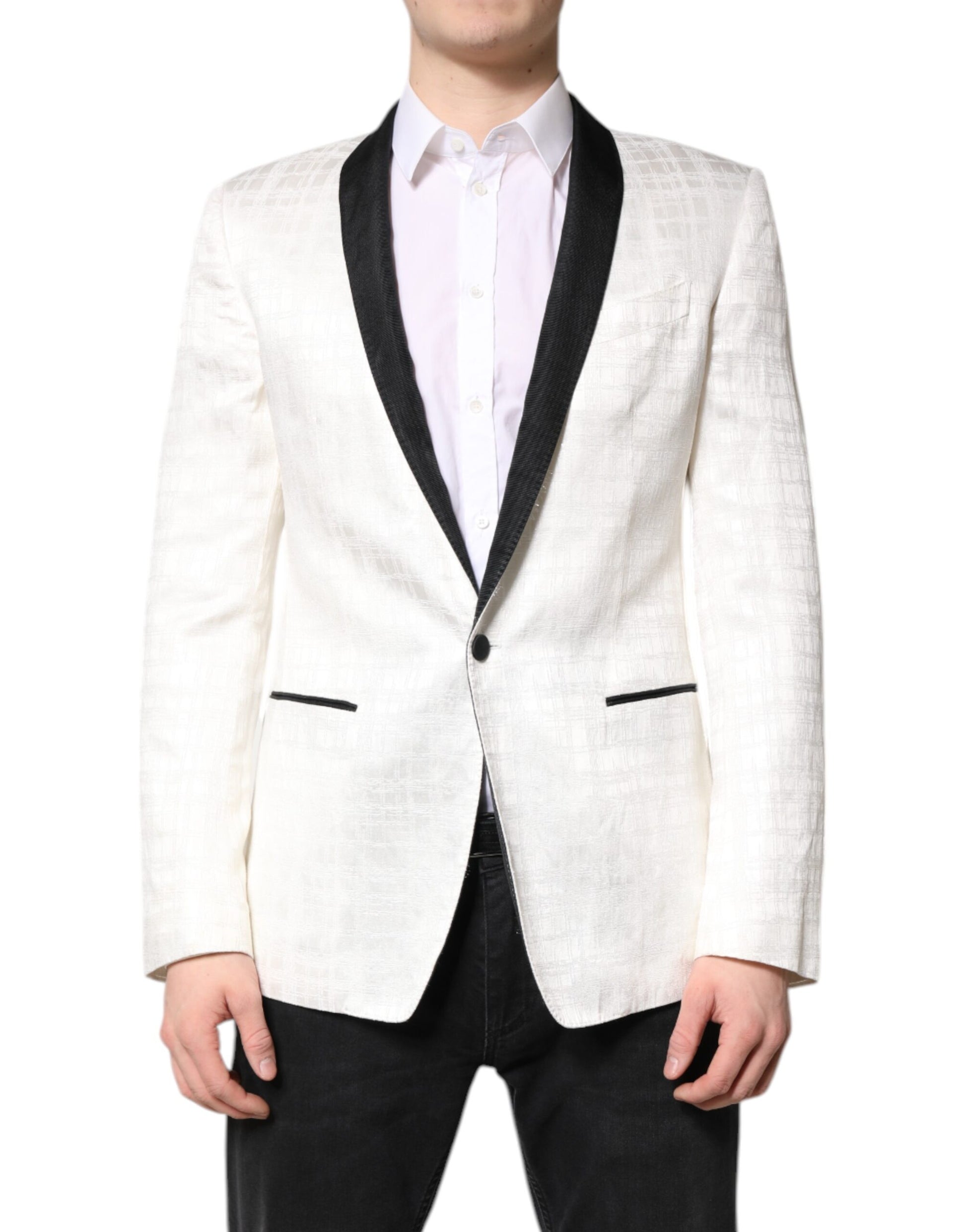 Weiß Schwarz Einreihiger Mantel Blazer Anzug