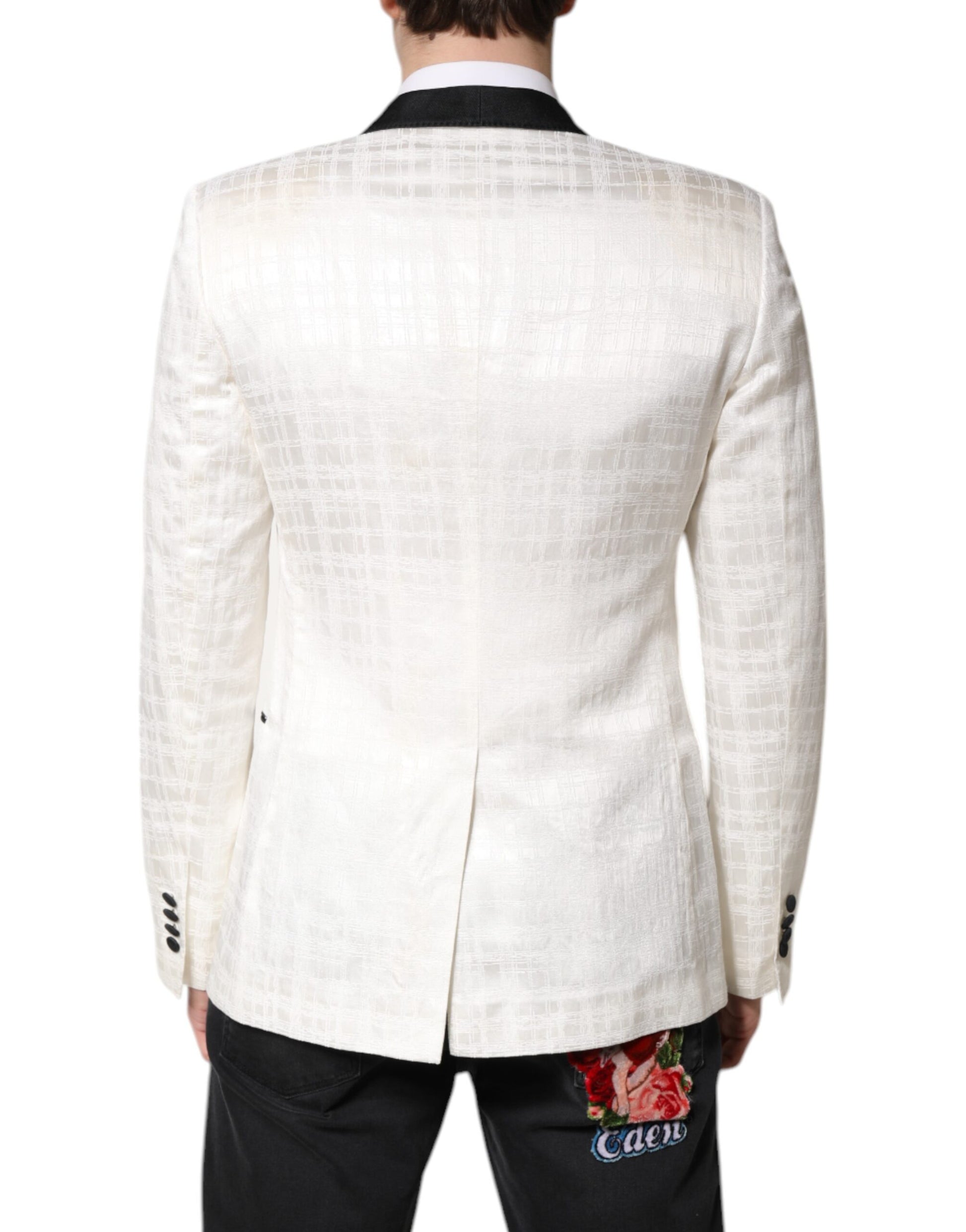 Dolce & Gabbana White Black Single Breasted Coat Blazer Suit