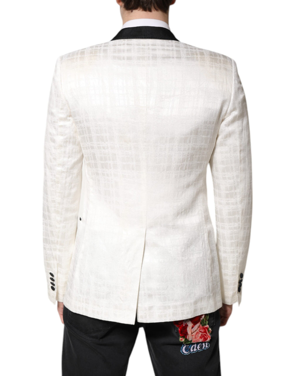 Weiß Schwarz Einreihiger Mantel Blazer Anzug