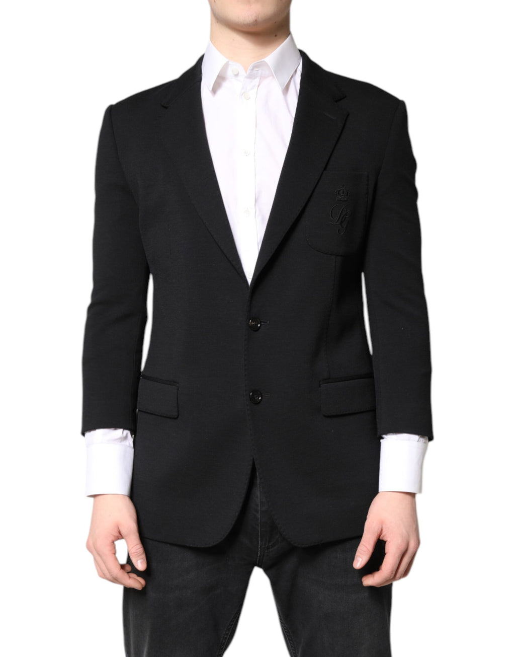 Schwarzer einreihiger Herrenmantel Blazer Anzug