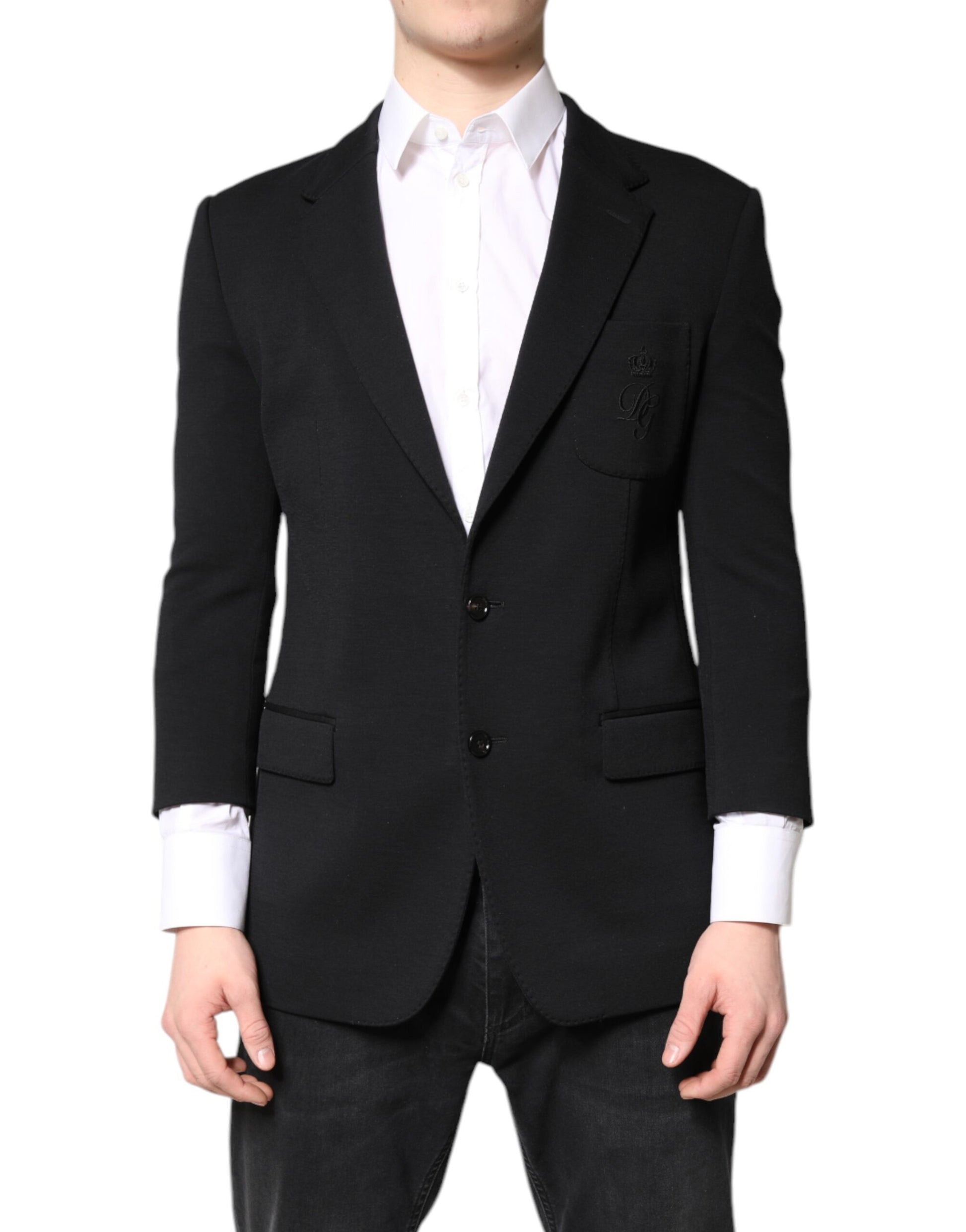 Schwarzer einreihiger Herrenmantel Blazer Anzug