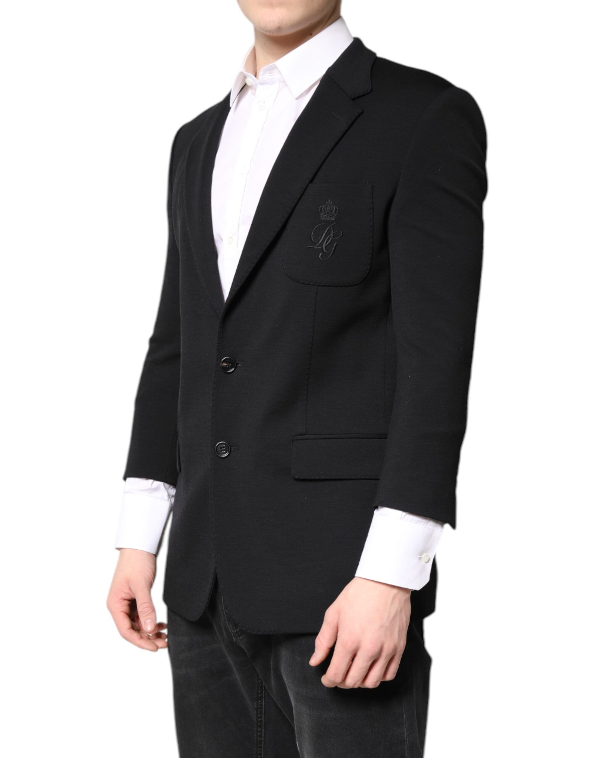 Schwarzer einreihiger Herrenmantel Blazer Anzug
