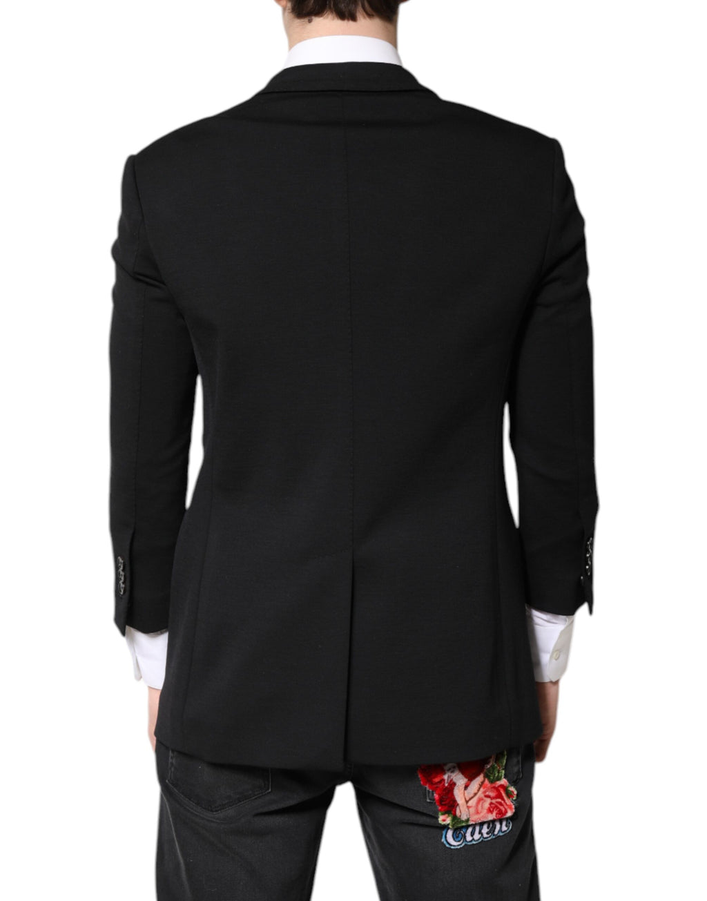Schwarzer einreihiger Herrenmantel Blazer Anzug