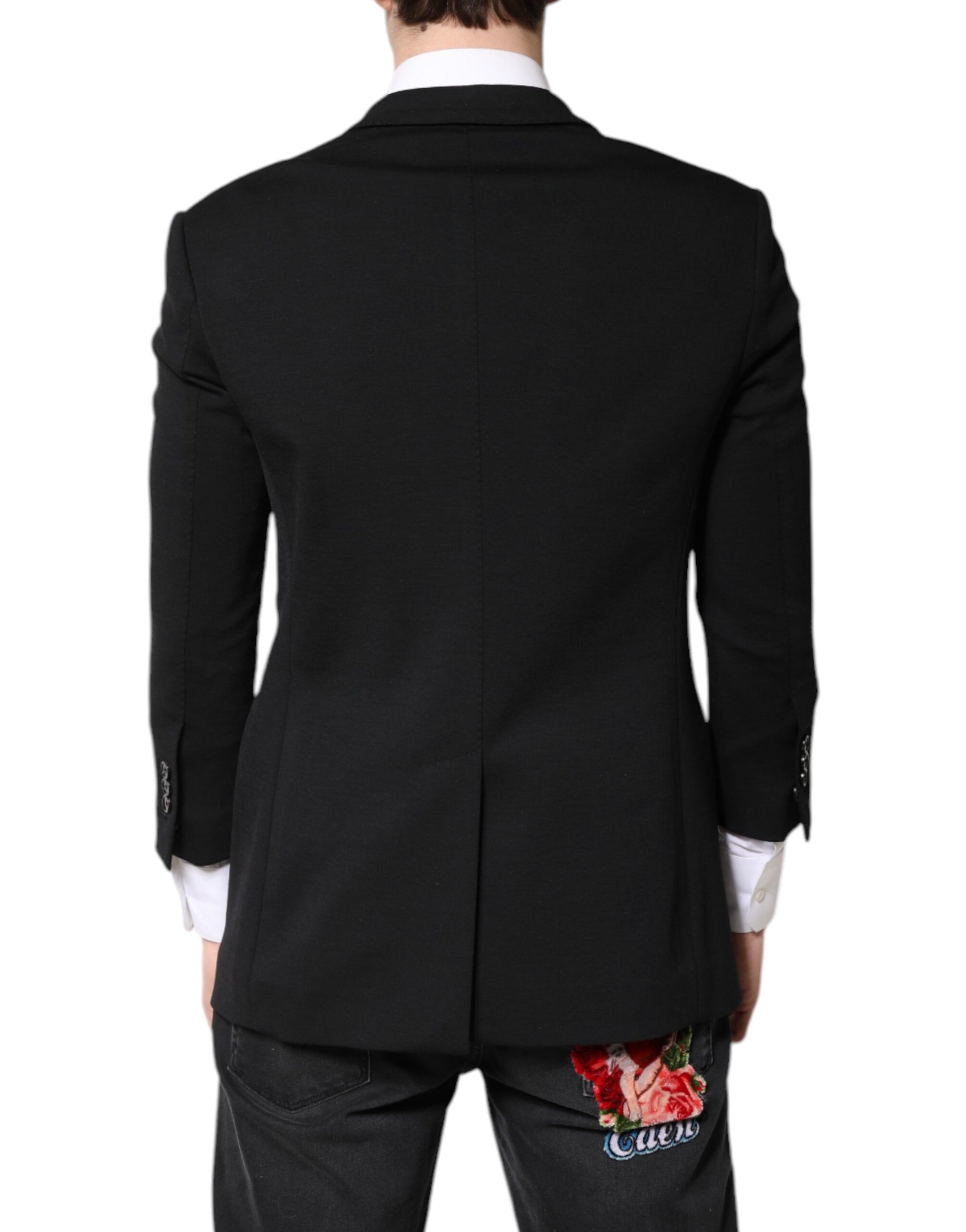 Schwarzer einreihiger Herrenmantel Blazer Anzug