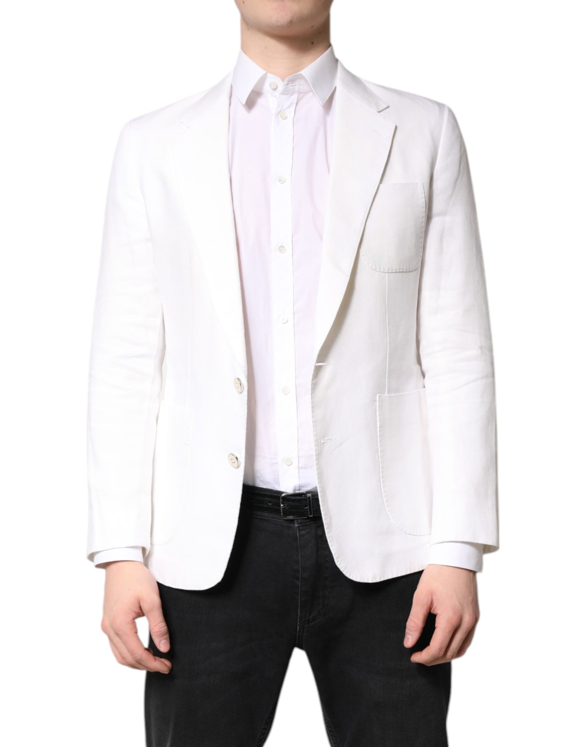 Weißer einreihiger Herrenmantel Blazer Anzug