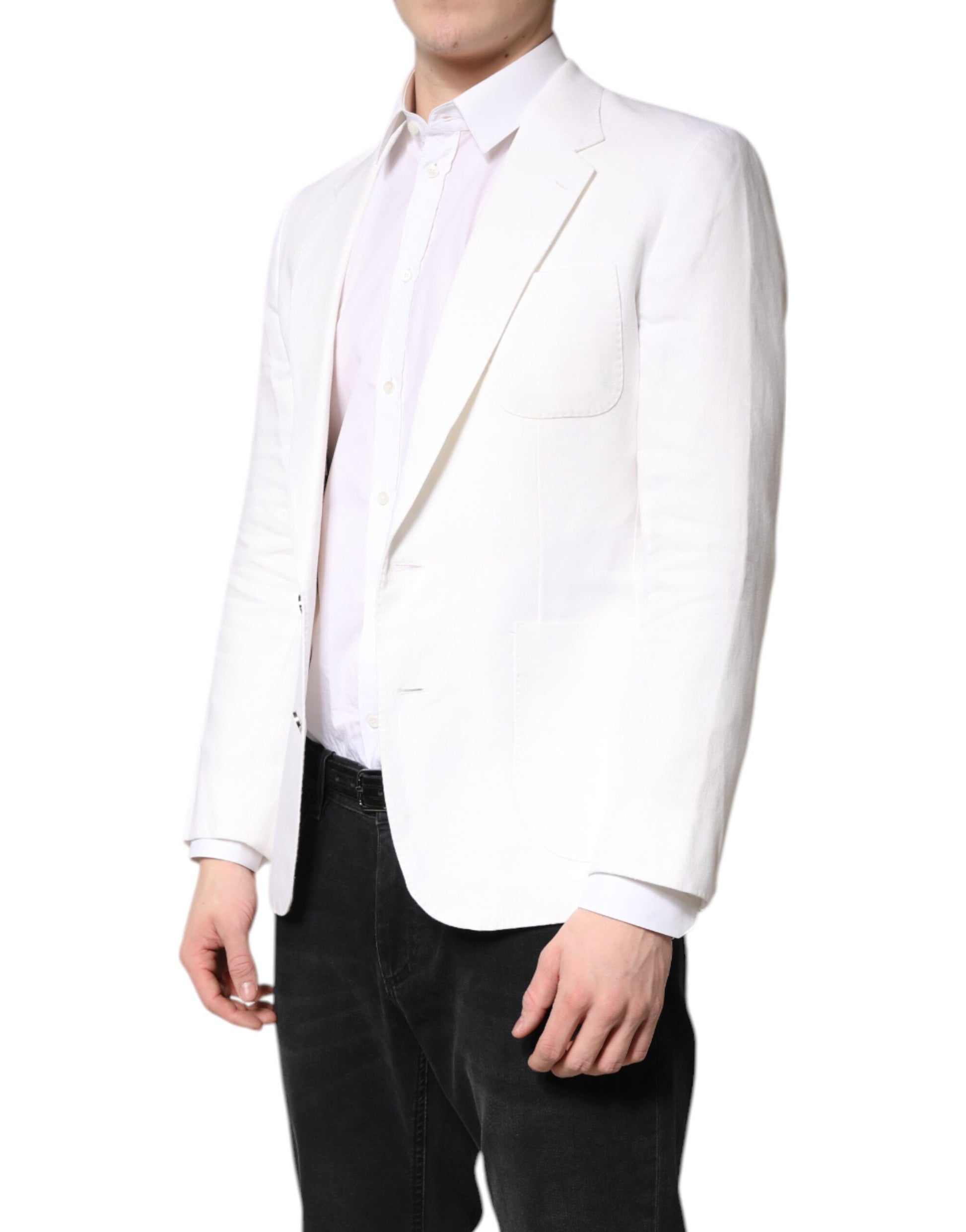 Weißer einreihiger Herrenmantel Blazer Anzug