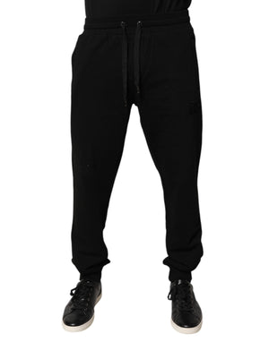 Schwarze Jogginghose aus Baumwolle mit mittlerer Taille