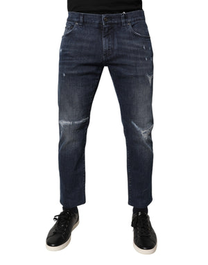Blue Cotton Stretch Skinny Men Denim Jeans