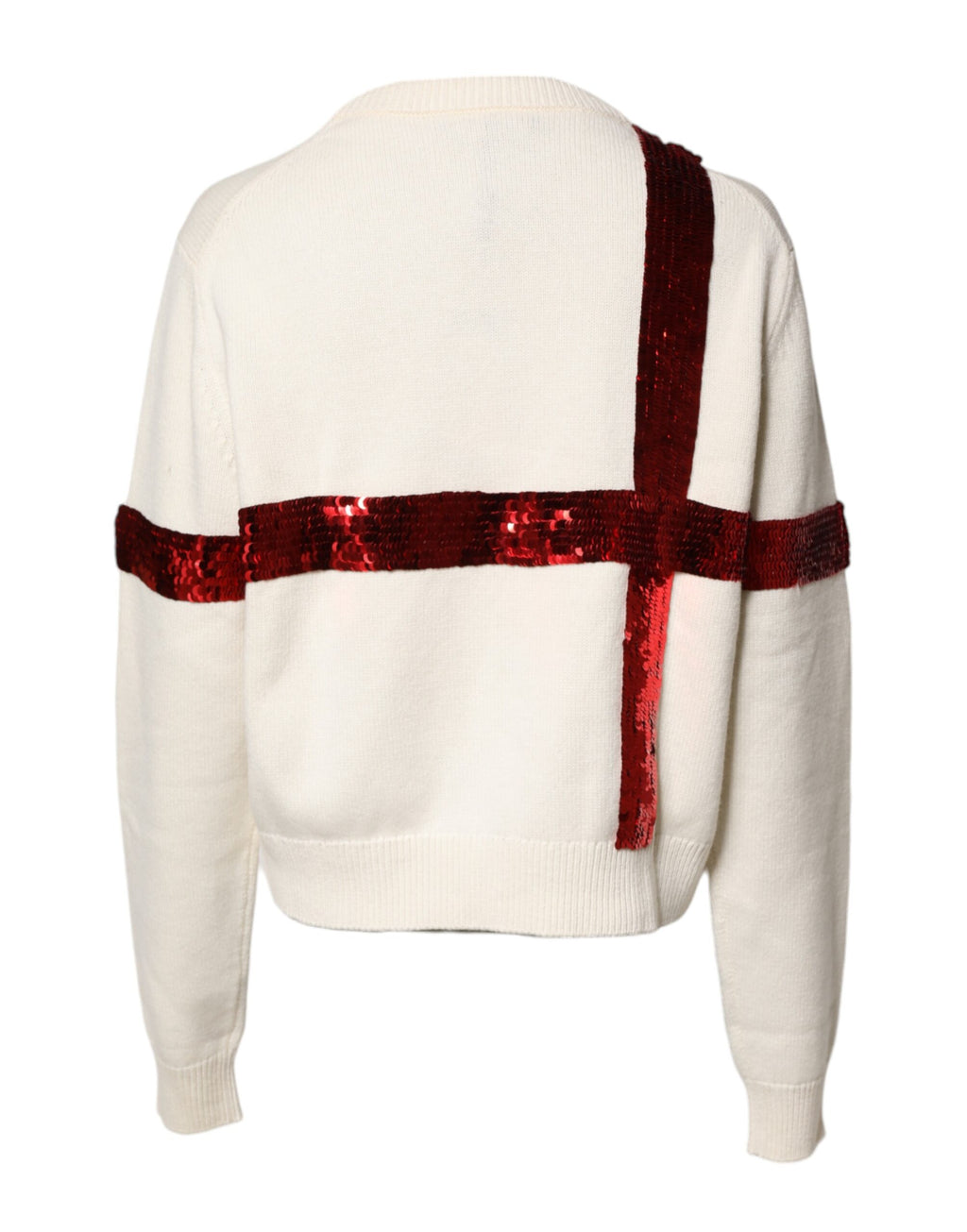 Weißer Pullover mit Rundhalsausschnitt und Pailletten