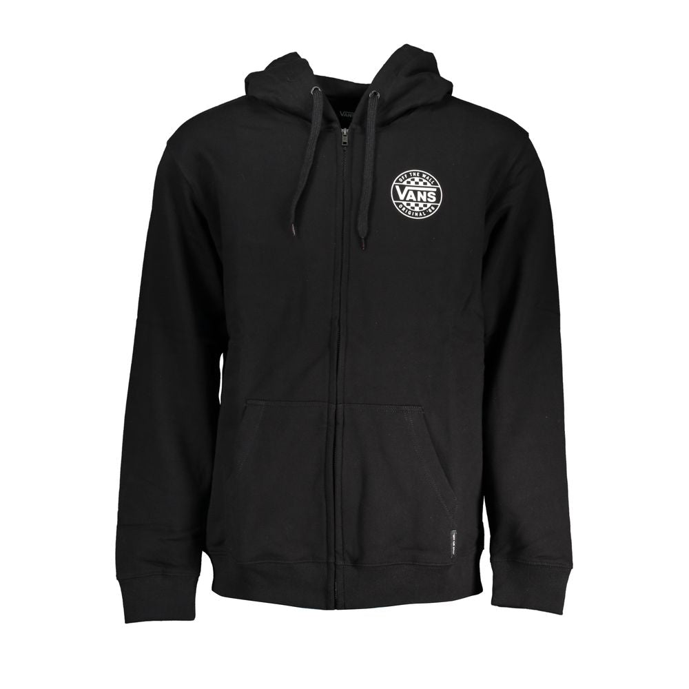 Eleganter schwarzer Kapuzenpullover mit Reißverschluss und Logo-Print