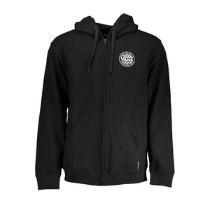 Eleganter schwarzer Kapuzenpullover mit Reißverschluss und Logo-Print