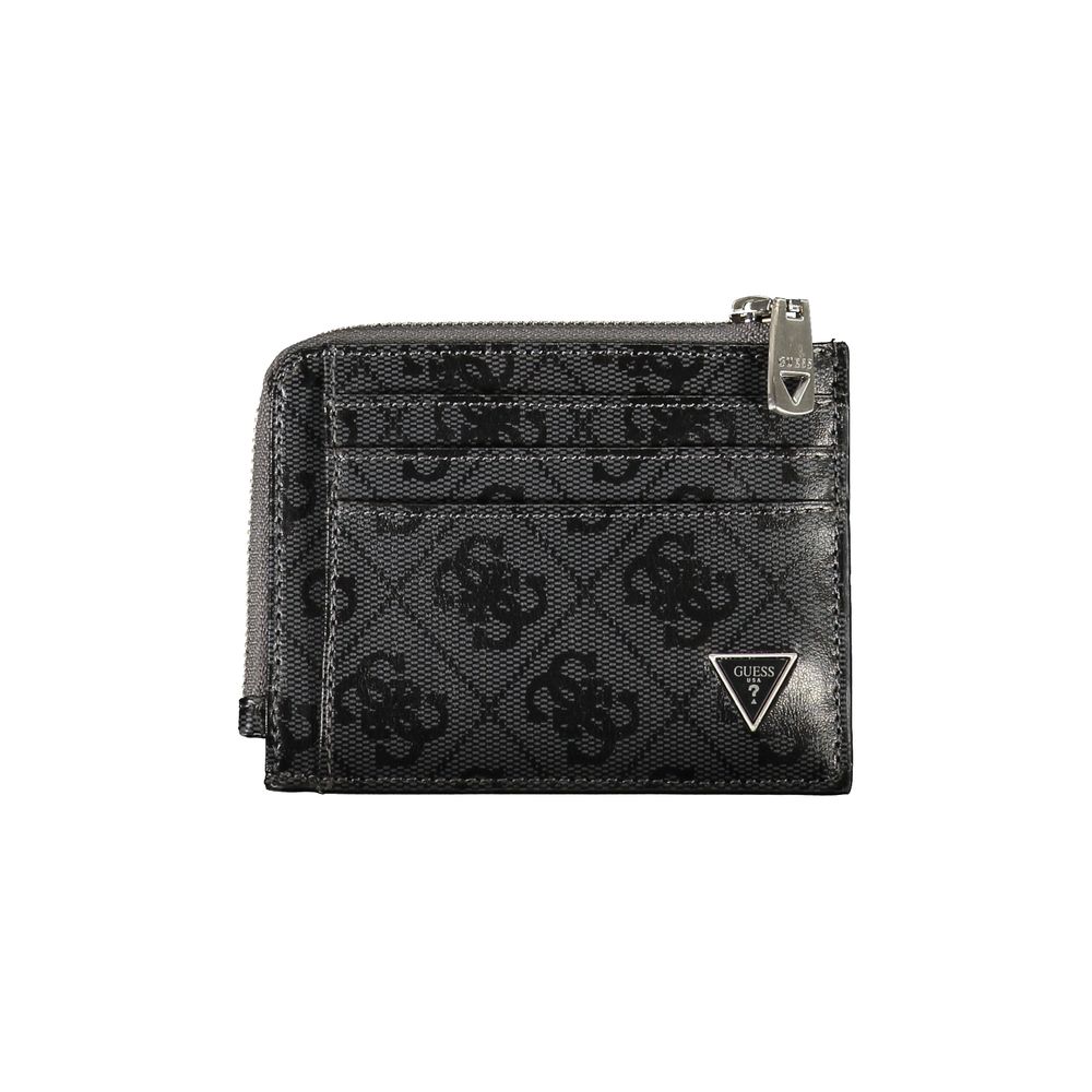 Elegante schwarze Lederbrieftasche mit kontrastierenden Akzenten