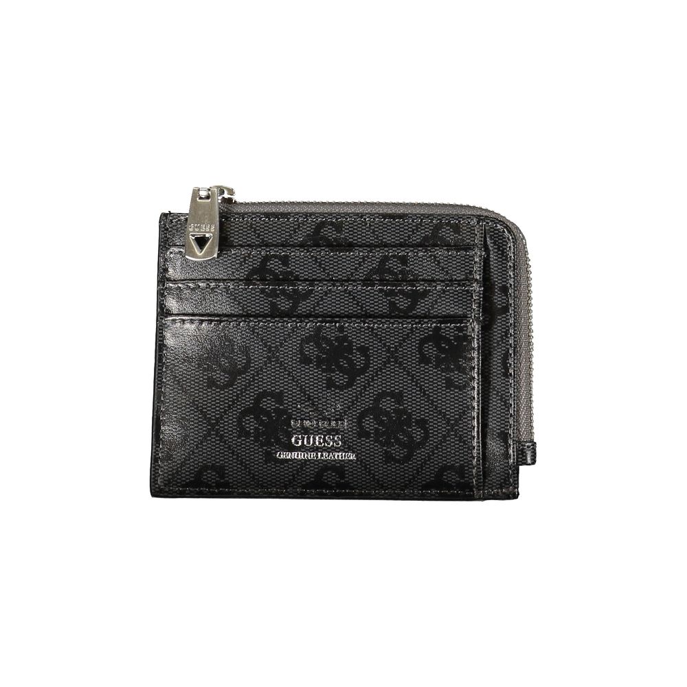 Elegante schwarze Lederbrieftasche mit kontrastierenden Akzenten