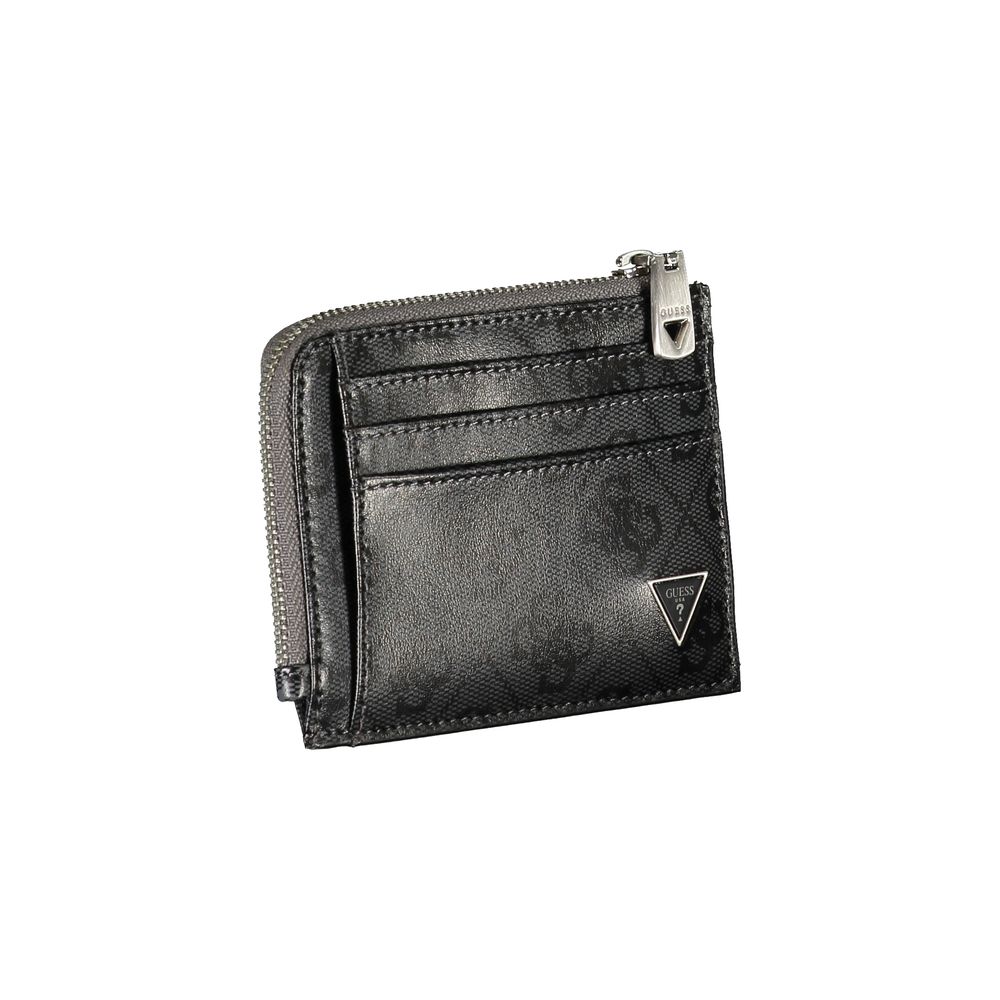 Elegante schwarze Lederbrieftasche mit kontrastierenden Akzenten