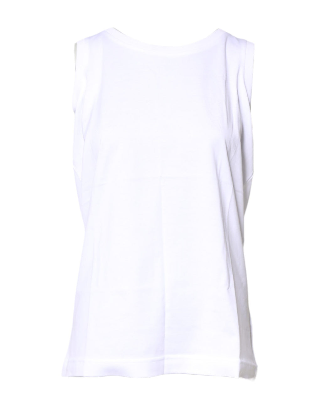 Dolce & Gabbana White Cotton Sleeveless Crew Neck T-shirt