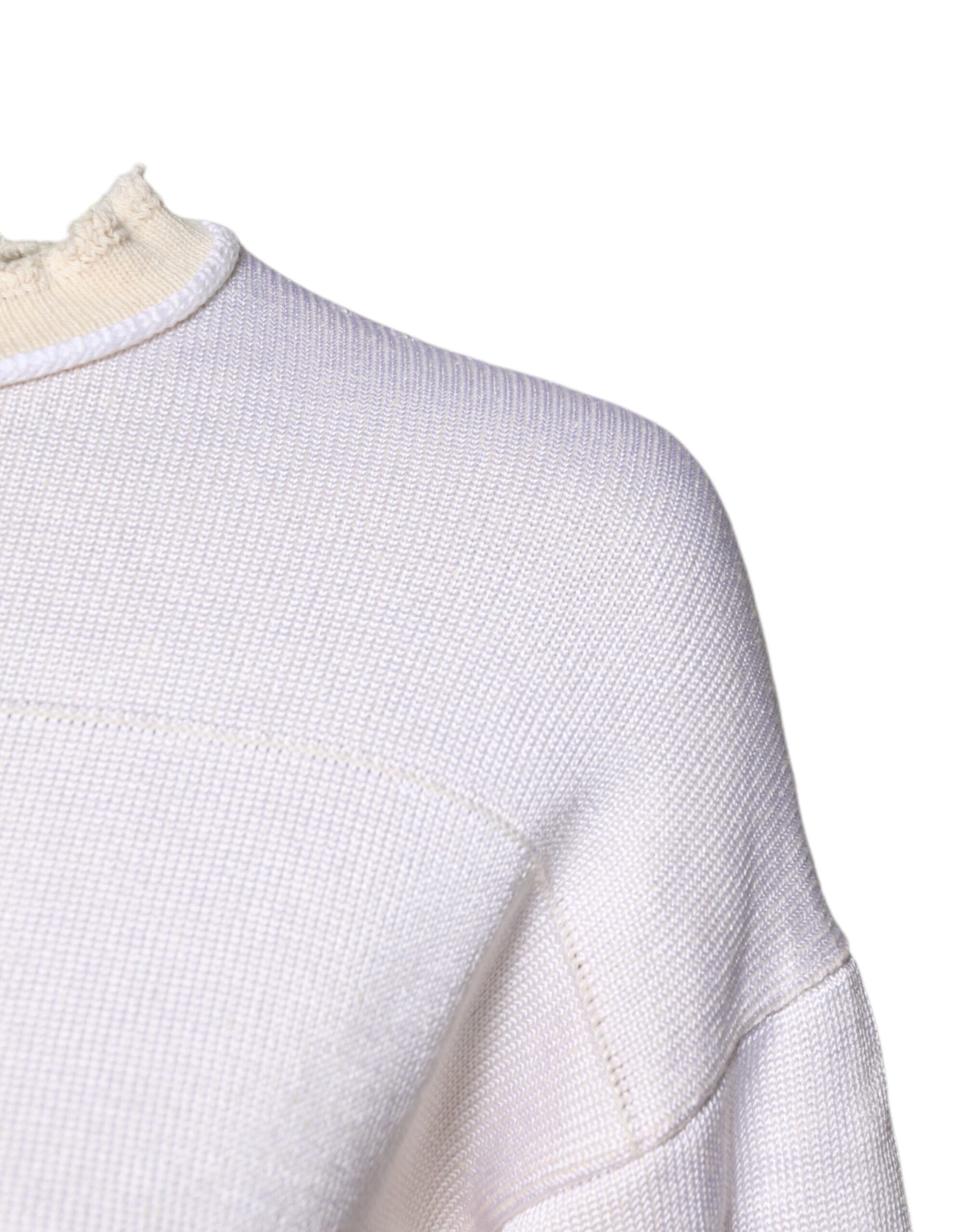 Jil Sander White Viscose Crew Neck Long Sleeves Pullover Sweater