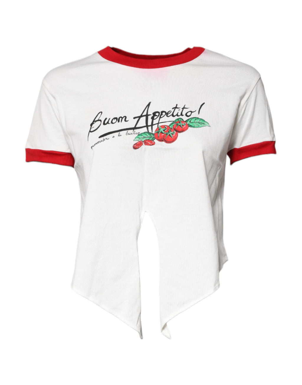 Weißes, bedrucktes Crop-Top mit Rundhalsausschnitt