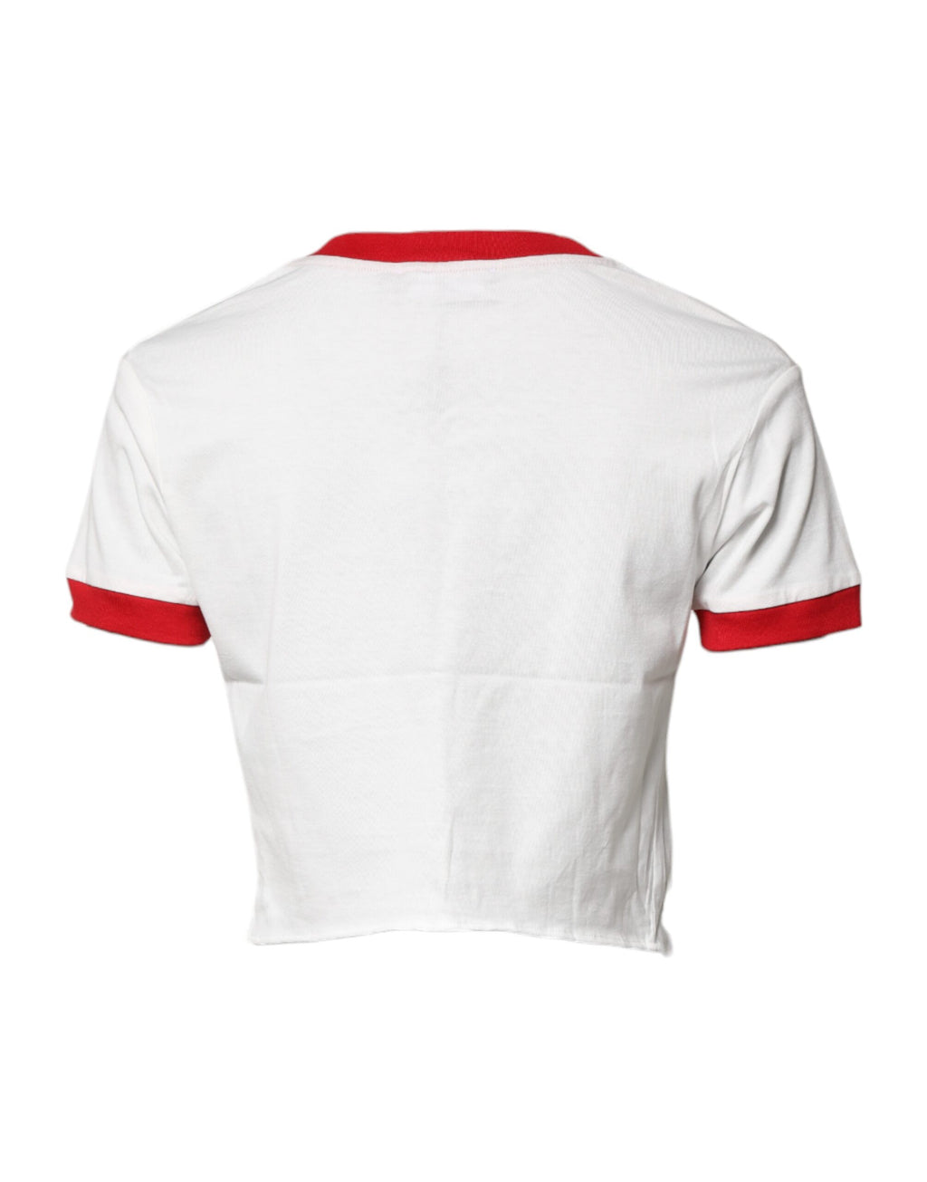 Weißes, bedrucktes Crop-Top mit Rundhalsausschnitt