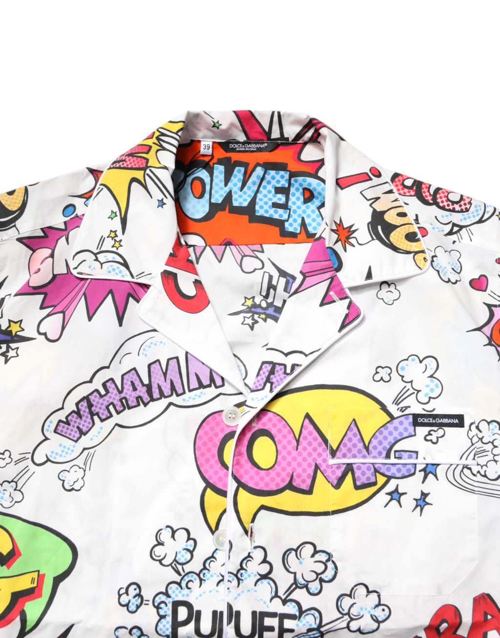 Weißes Pyjama-Set aus Baumwolle mit Cartoon-Print für Herren